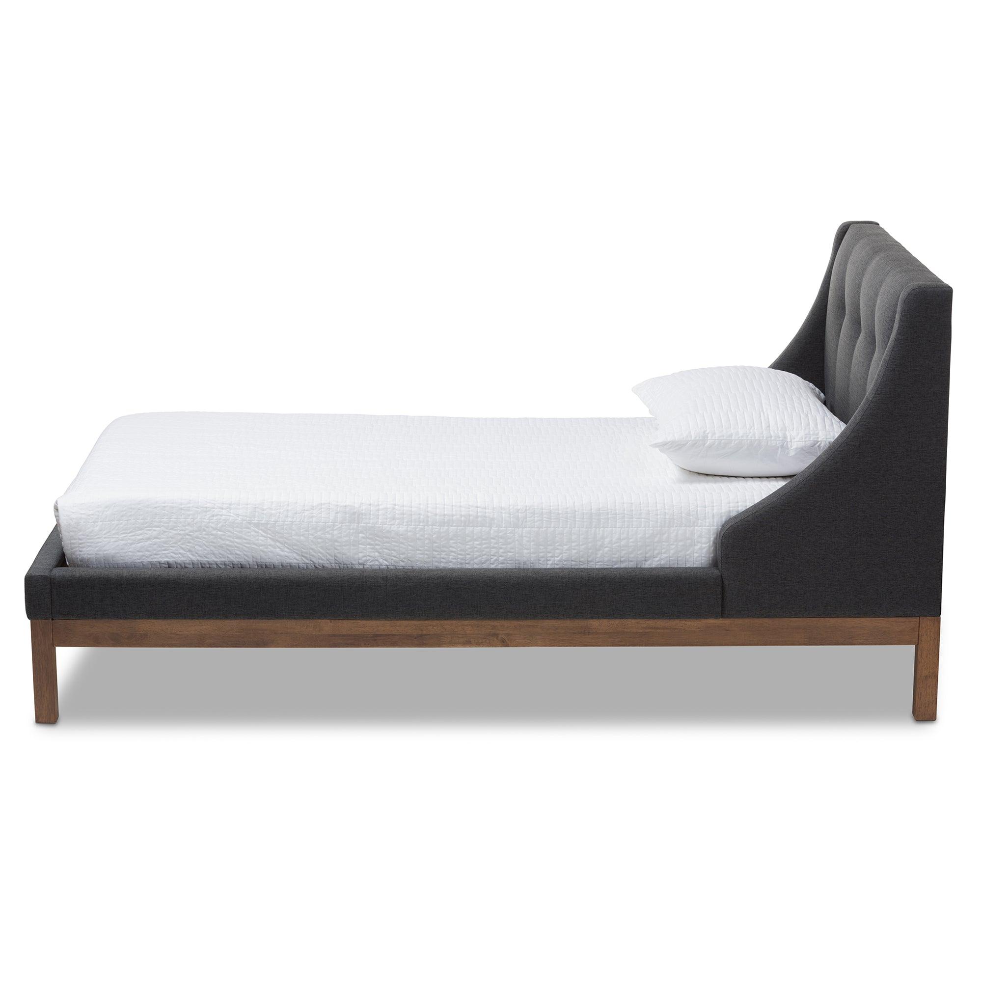 Louvain Modern and Contemporary Dark Fabric Upholstered -Finished d Platform Bed