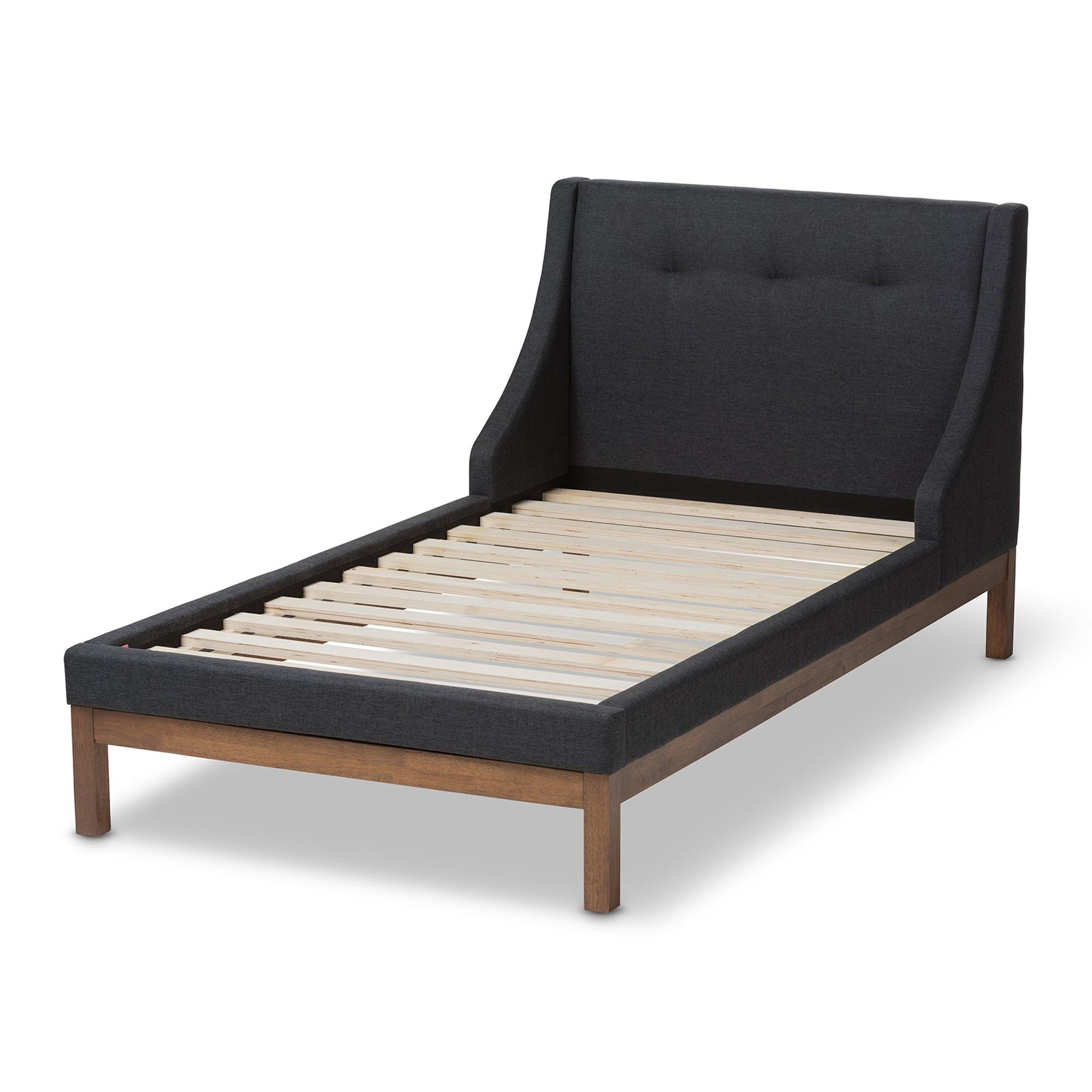 Louvain Modern and Contemporary Dark Fabric Upholstered -Finished d Platform Bed