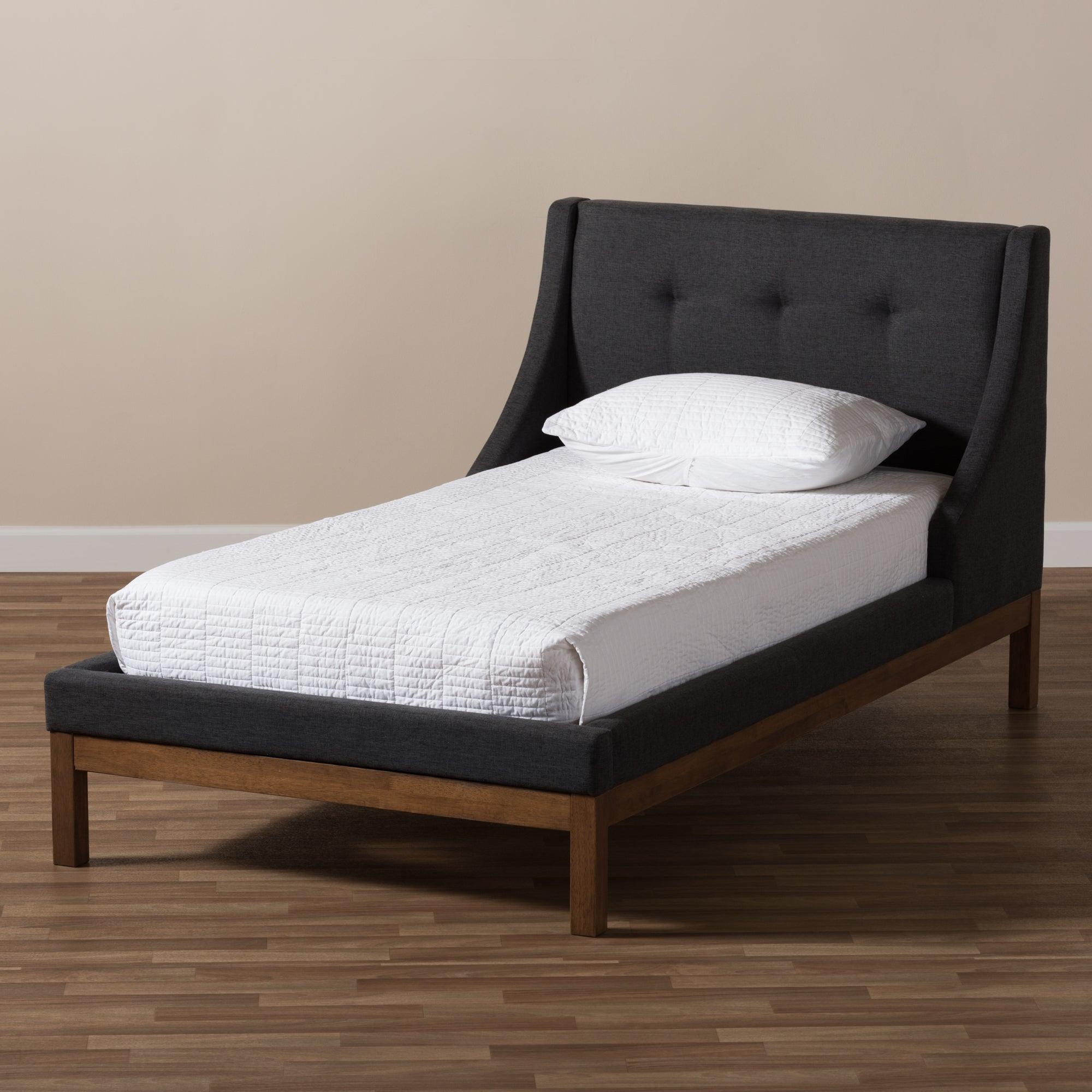 Louvain Modern and Contemporary Dark Fabric Upholstered -Finished d Platform Bed