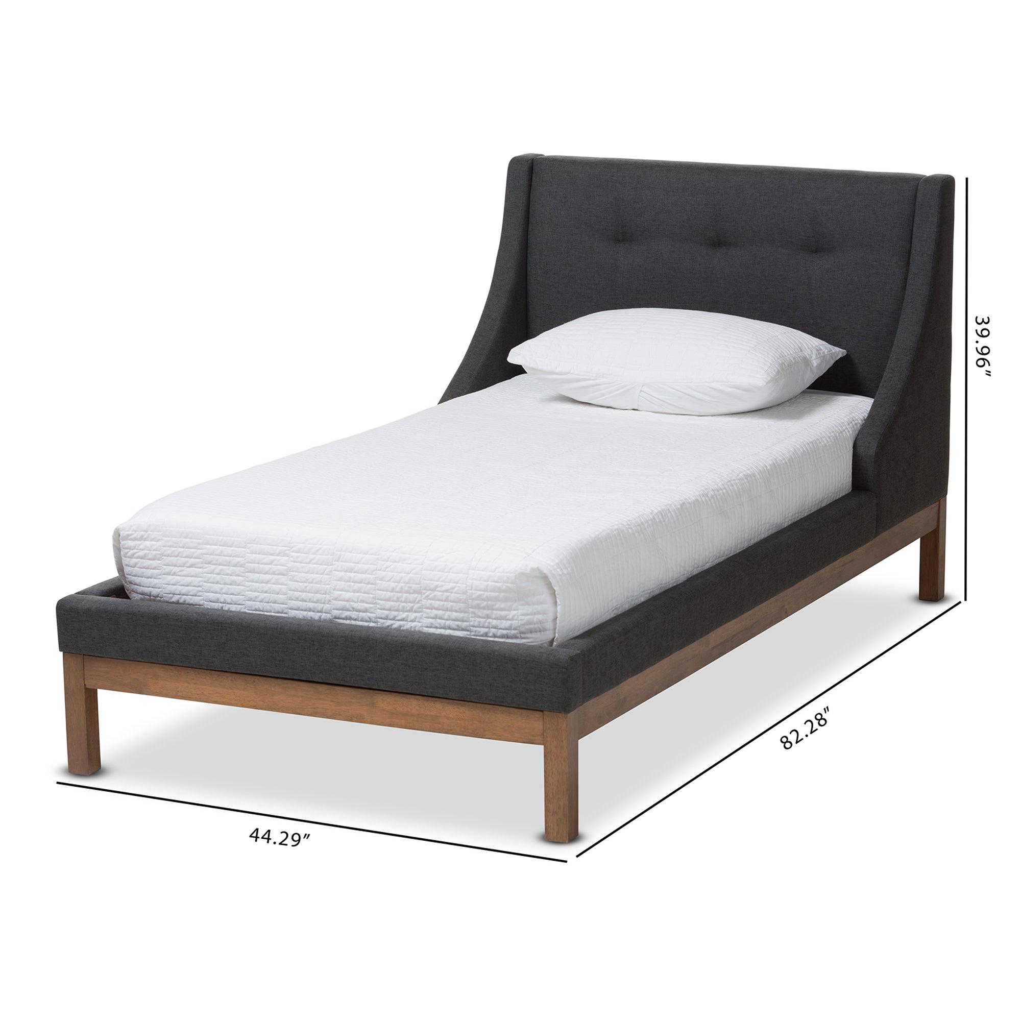 Louvain Modern and Contemporary Dark Fabric Upholstered -Finished d Platform Bed