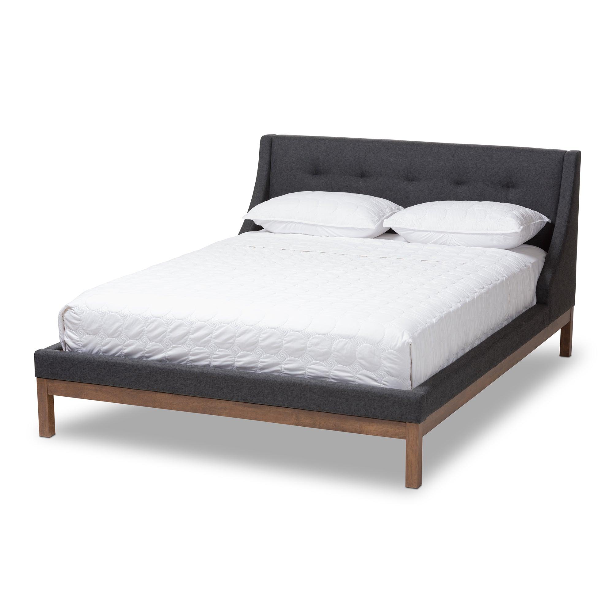 Louvain Modern and Contemporary Dark Fabric Upholstered -Finished d Platform Bed