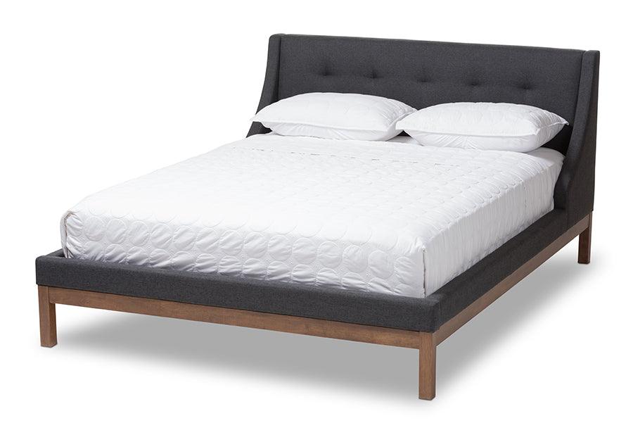 Louvain Modern and Contemporary Dark Fabric Upholstered -Finished d Platform Bed