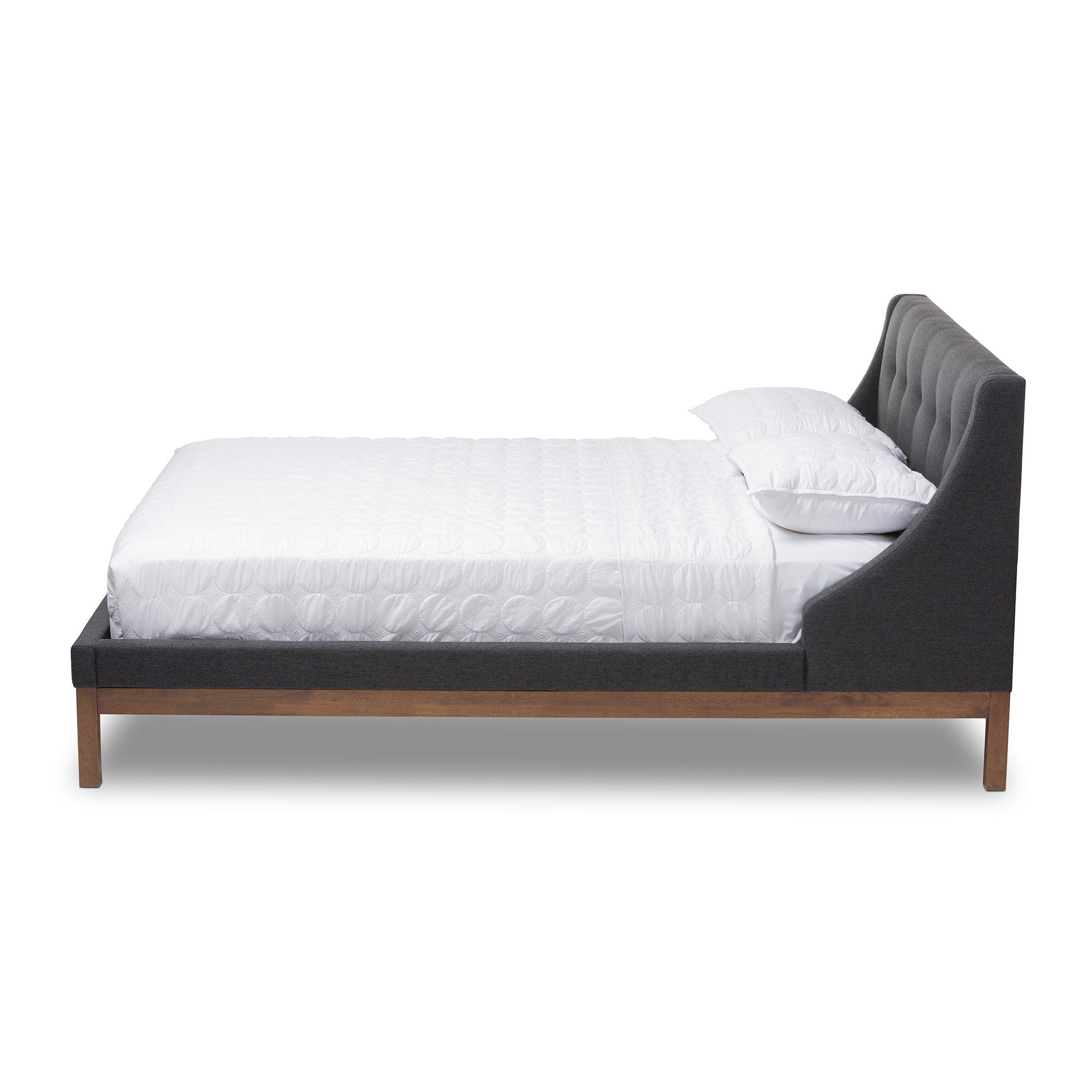 Louvain Modern and Contemporary Dark Fabric Upholstered -Finished d Platform Bed