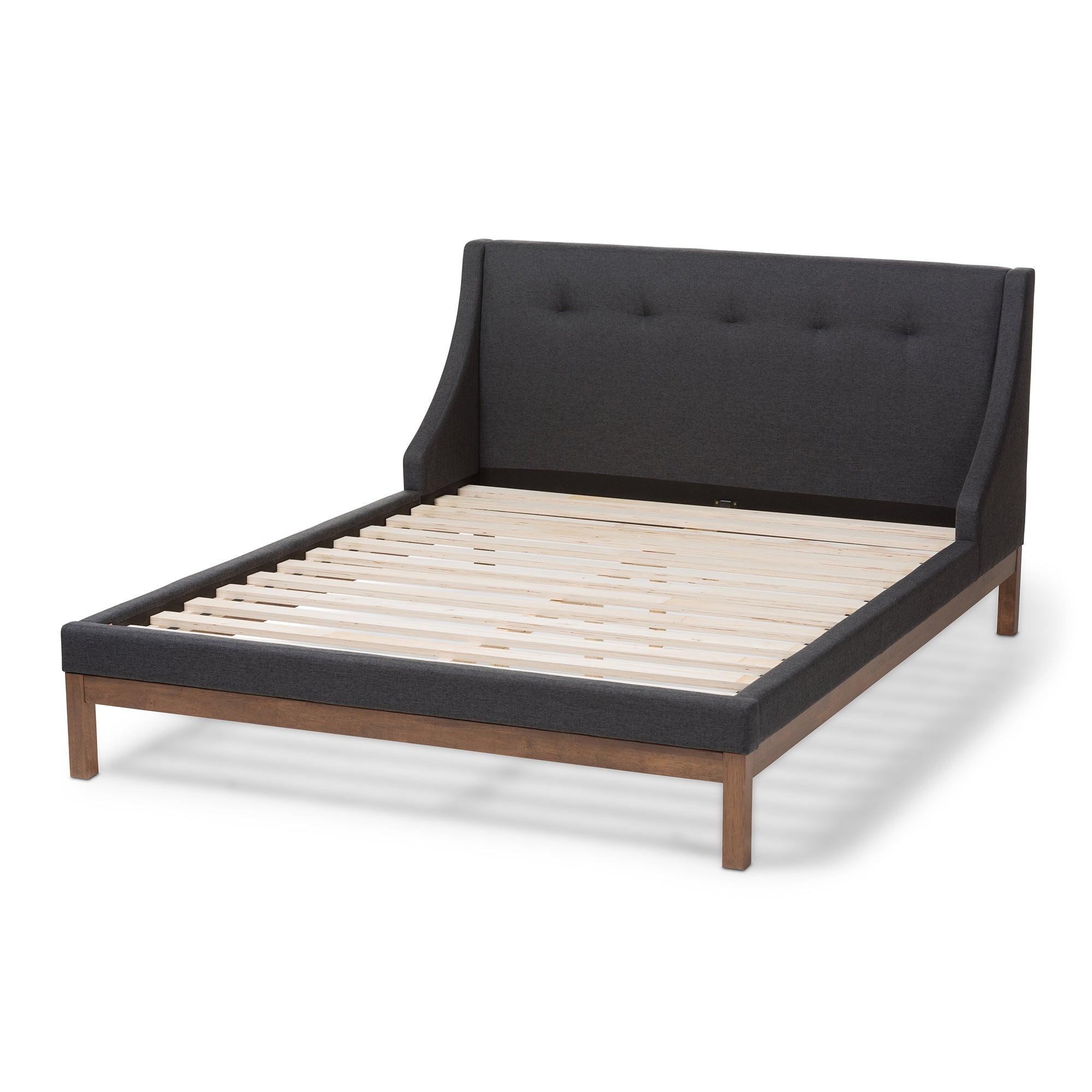 Louvain Modern and Contemporary Dark Fabric Upholstered -Finished d Platform Bed