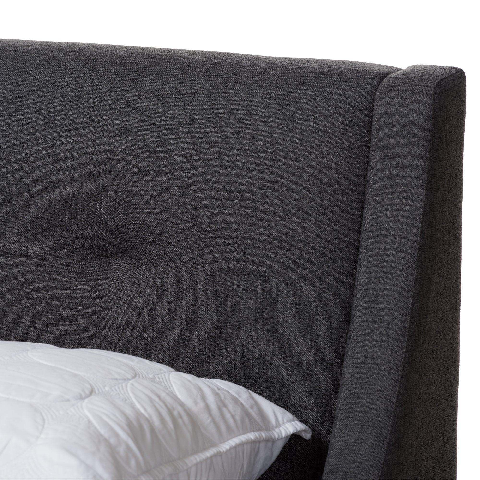 Louvain Modern and Contemporary Dark Fabric Upholstered -Finished d Platform Bed