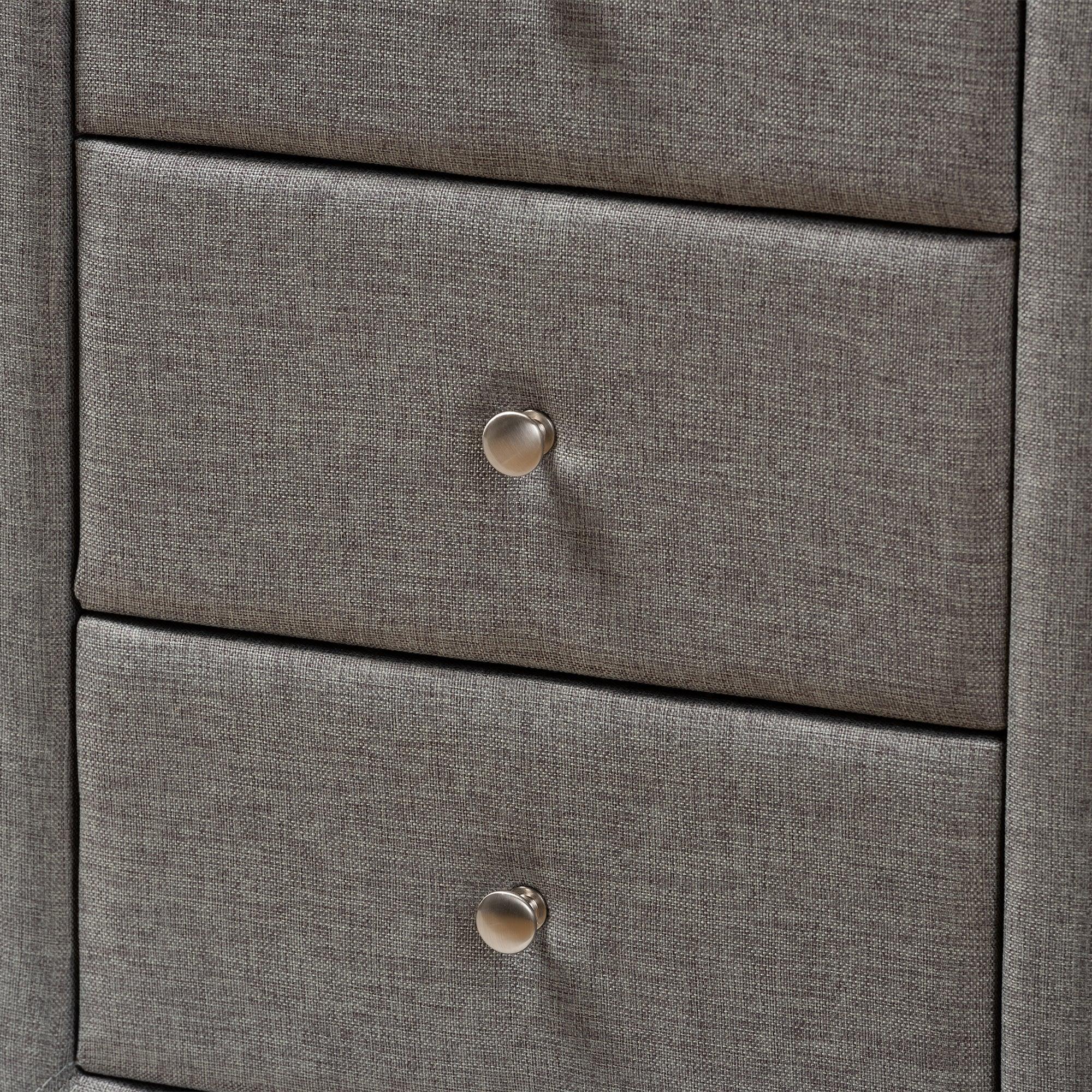 Tessa Modern and Contemporary Fabric Upholstered 3-Drawer Nightstand