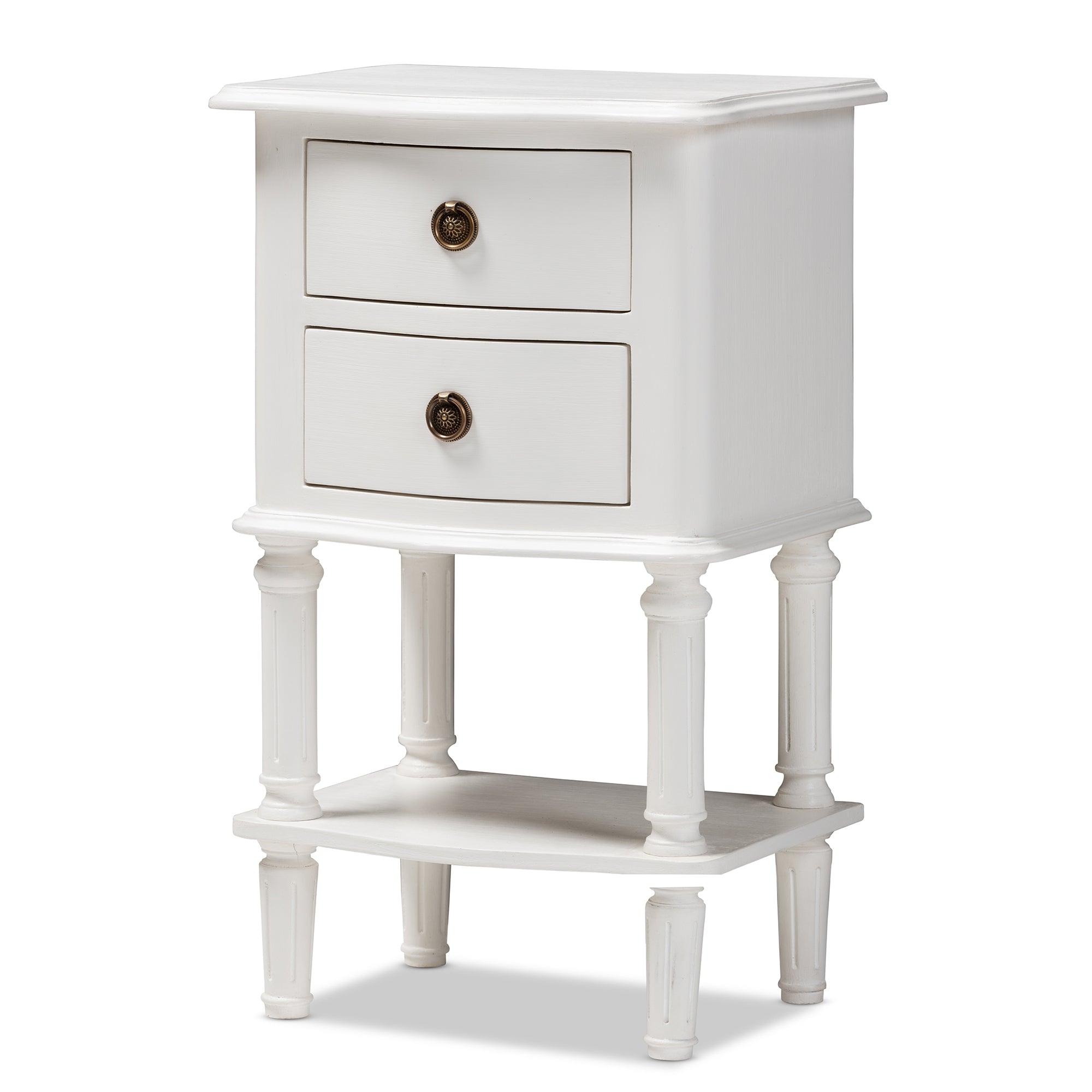 Audrey Country Cottage Farmhouse Finished 2-Drawer Nightstand