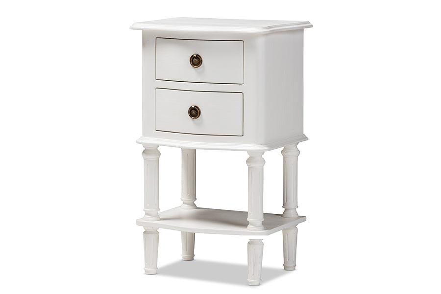 Audrey Country Cottage Farmhouse Finished 2-Drawer Nightstand