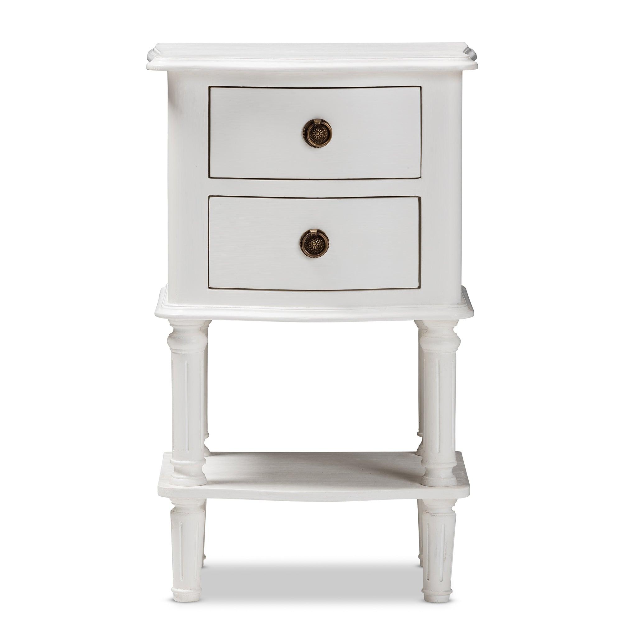 Audrey Country Cottage Farmhouse Finished 2-Drawer Nightstand