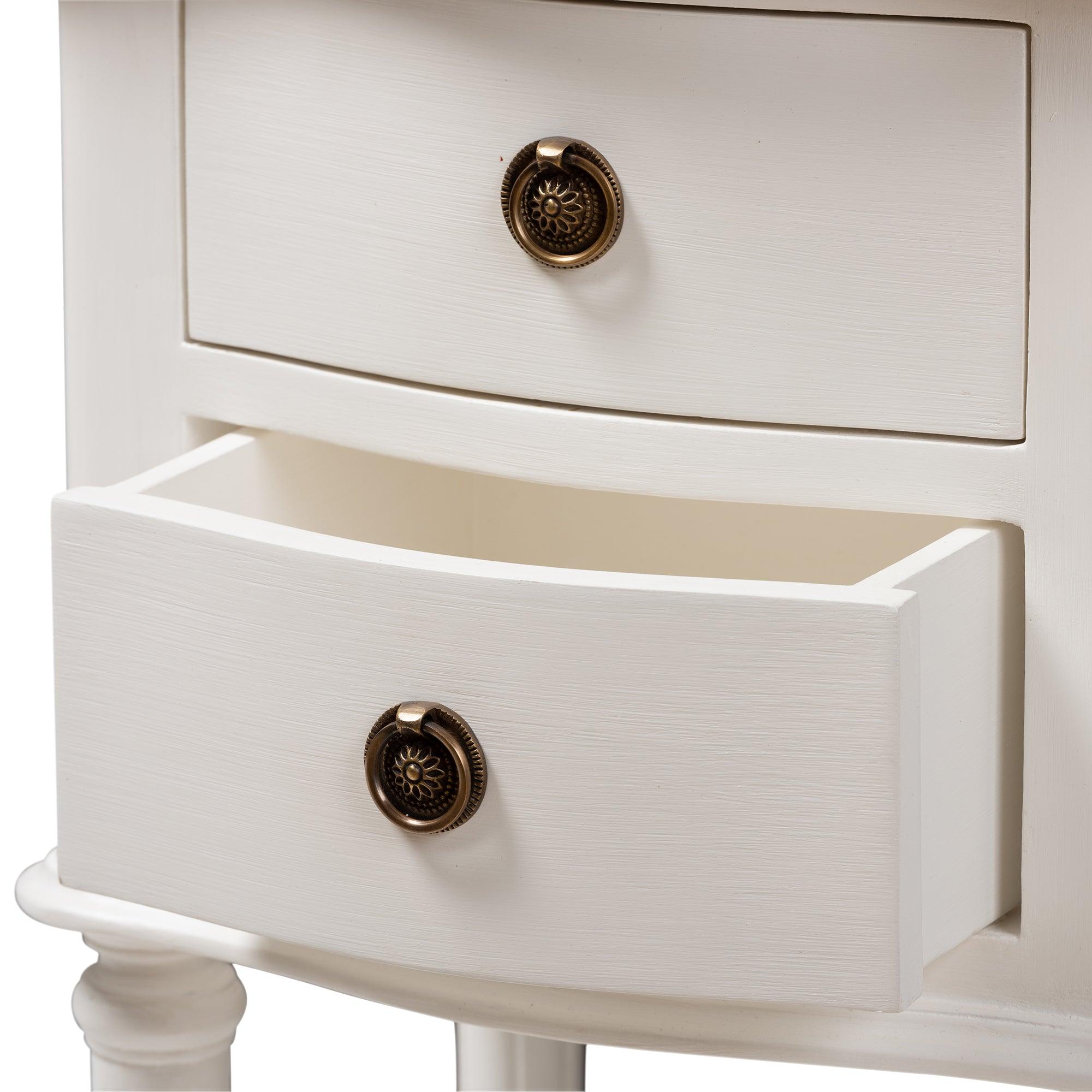 Audrey Country Cottage Farmhouse Finished 2-Drawer Nightstand