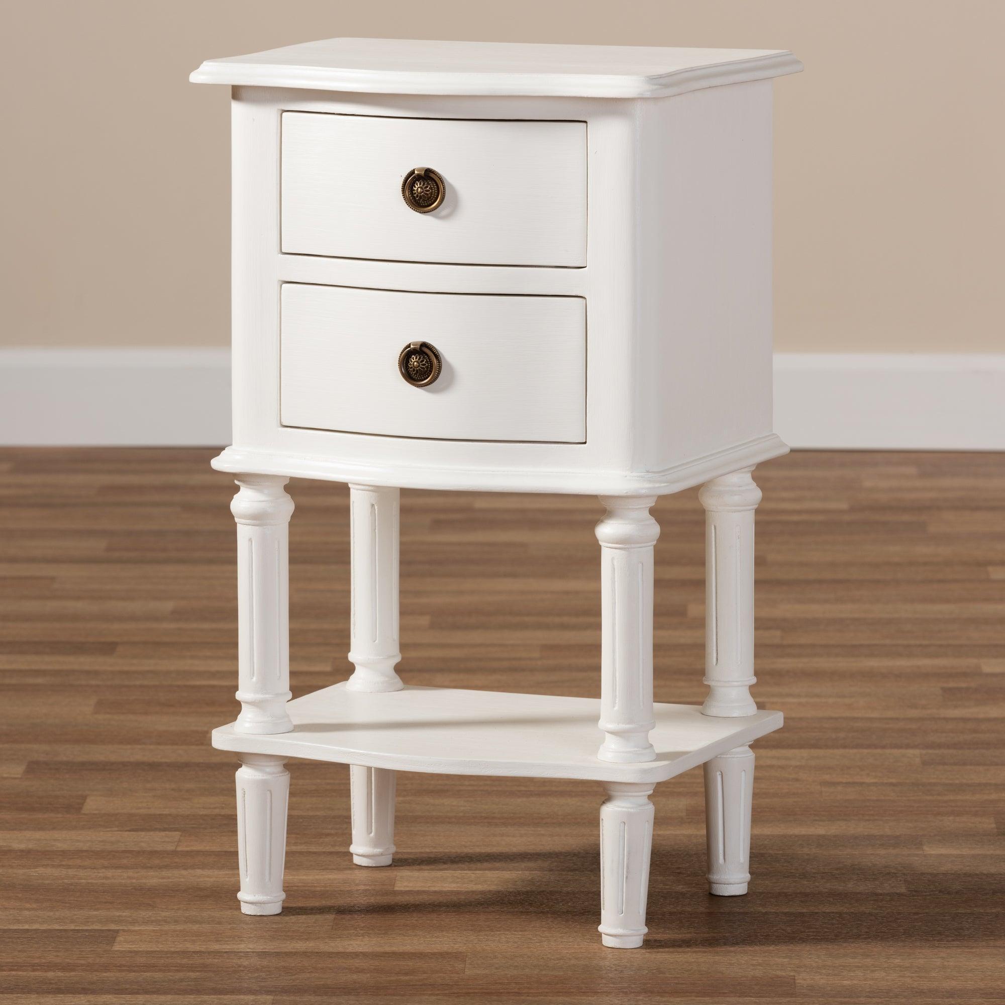 Audrey Country Cottage Farmhouse Finished 2-Drawer Nightstand