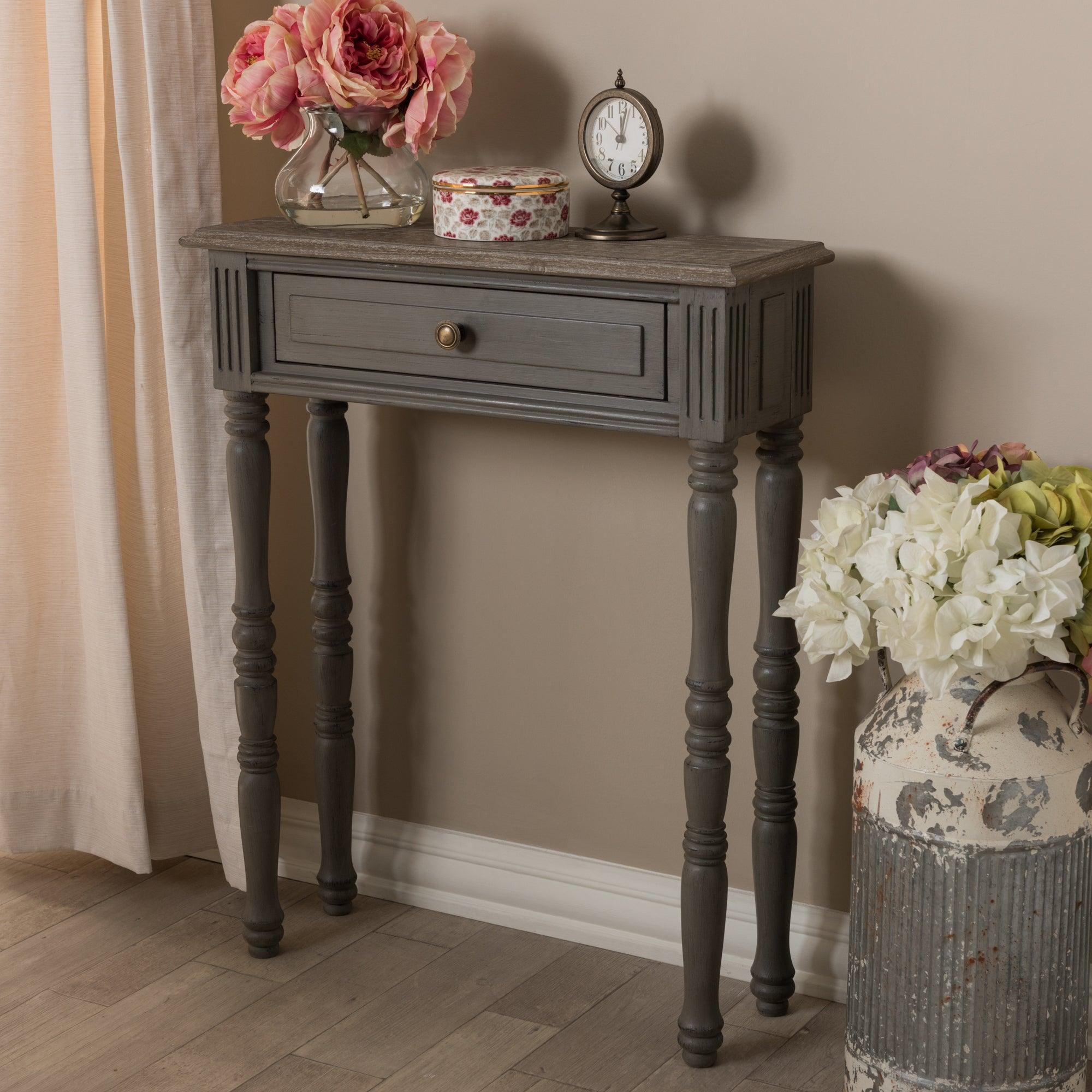 Noemie Country Cottage Farmhouse Finished 1-Drawer Console Table