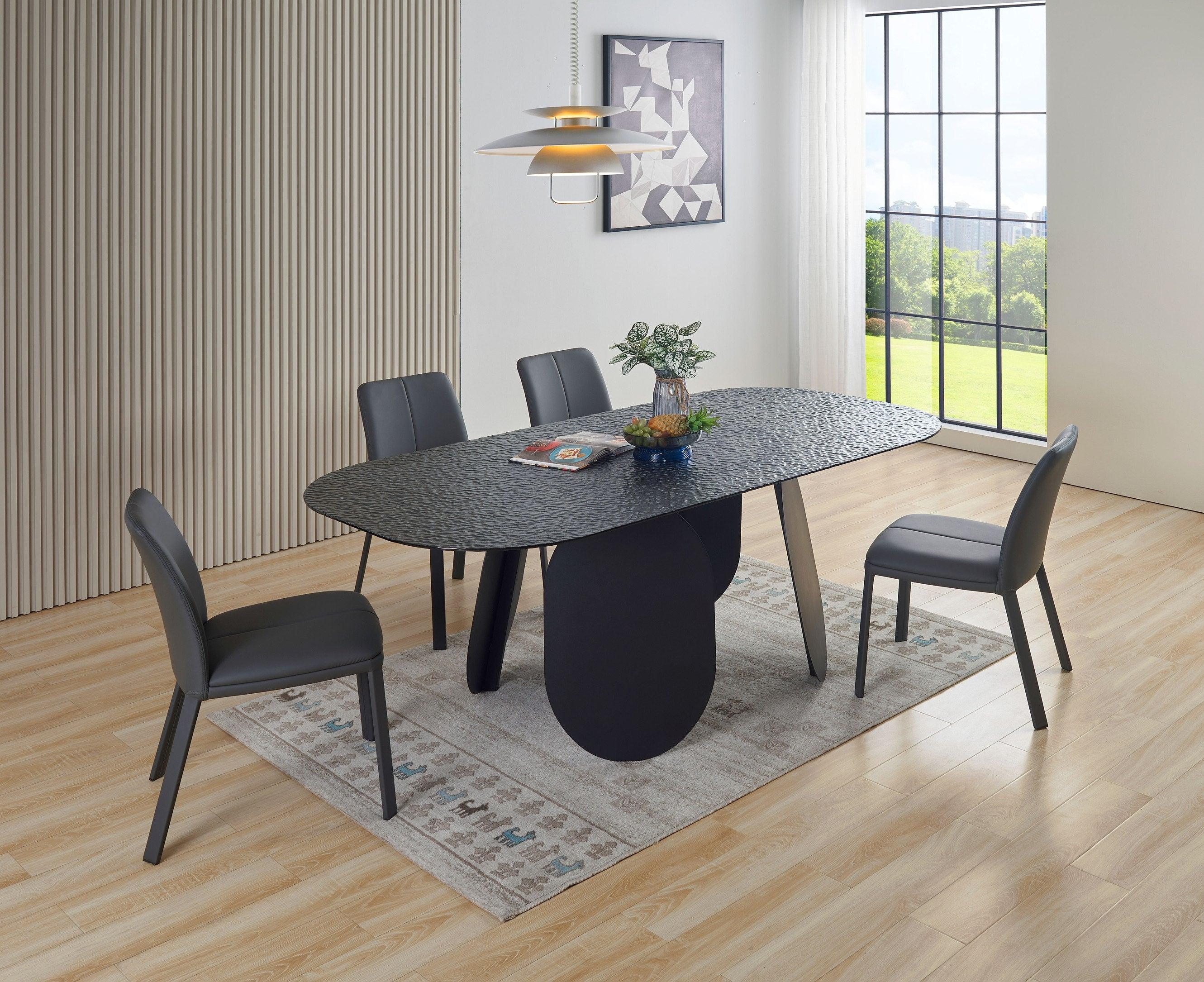 Modrest Maxine Modern Hammered Glass Rectangular Dining Table