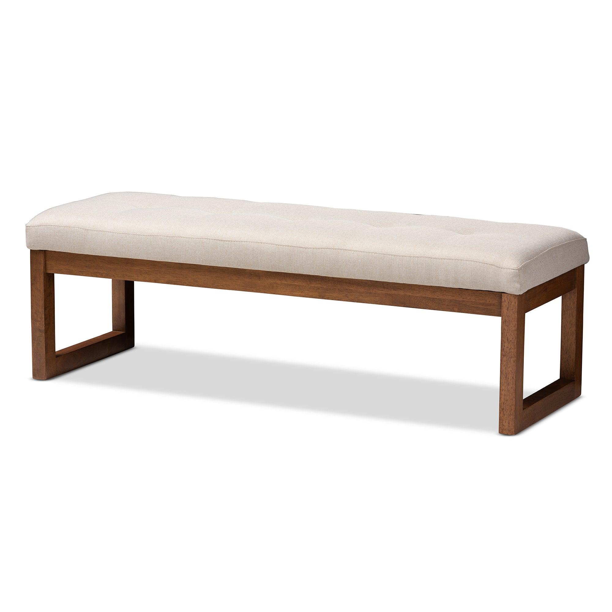 Caramay Modern and Contemporary Light Fabric Upholstered Finished Wood Bench