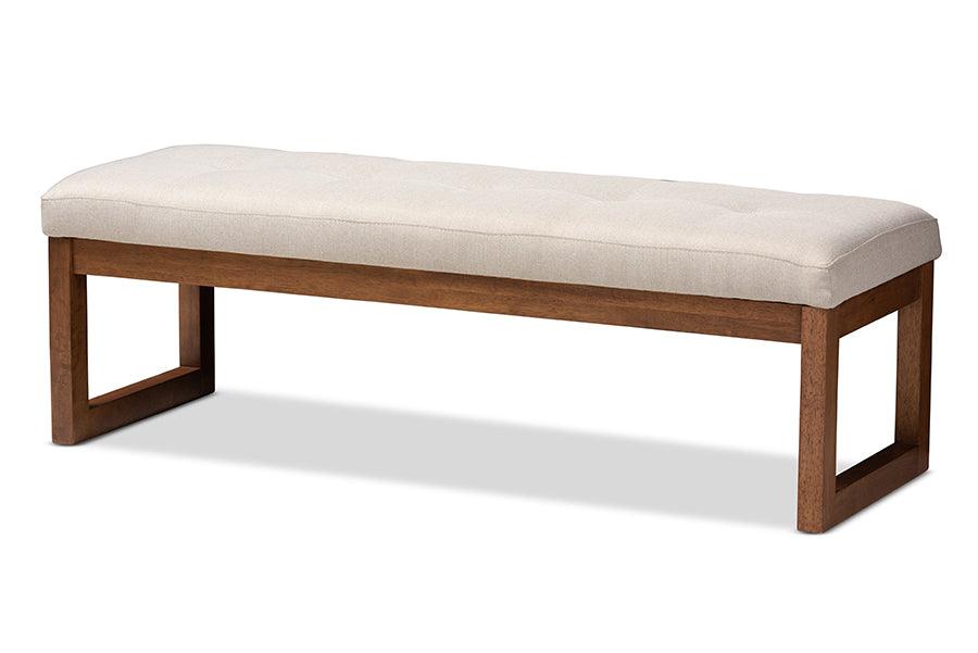 Caramay Modern and Contemporary Light Fabric Upholstered Finished Wood Bench