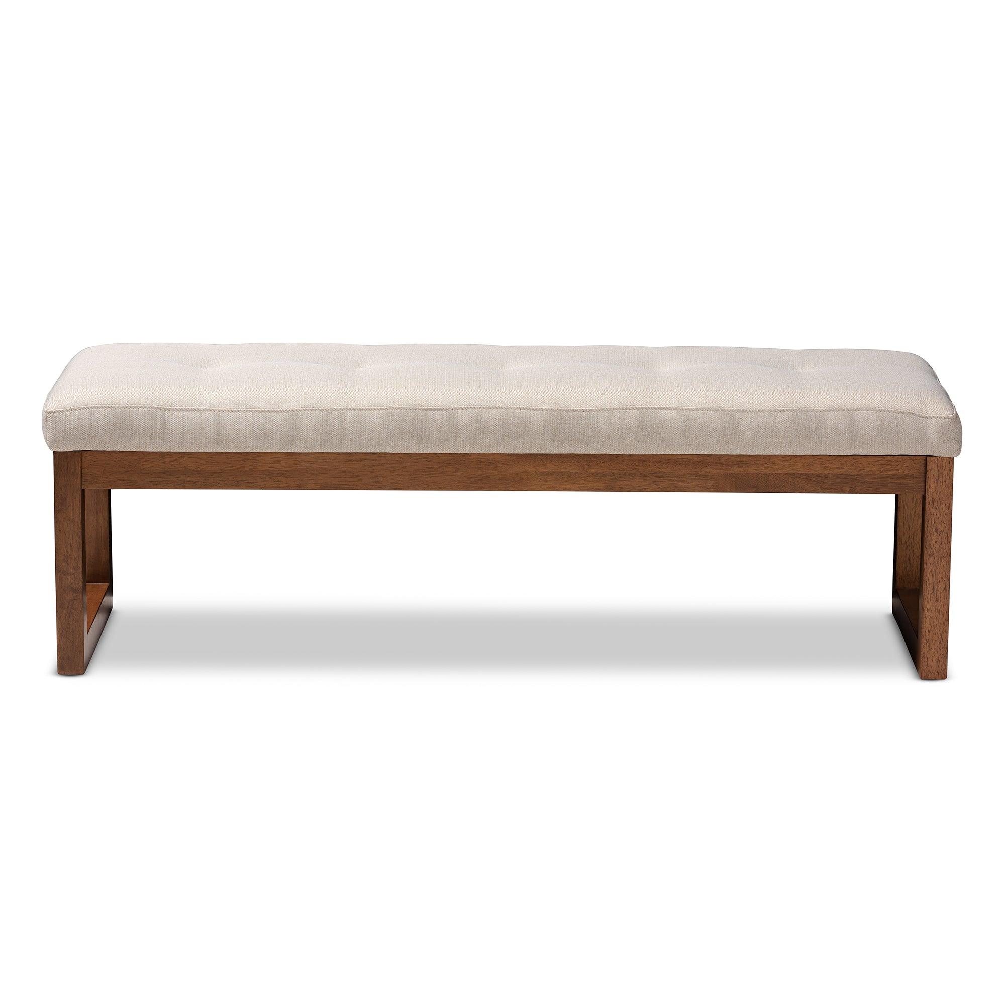 Caramay Modern and Contemporary Light Fabric Upholstered Finished Wood Bench