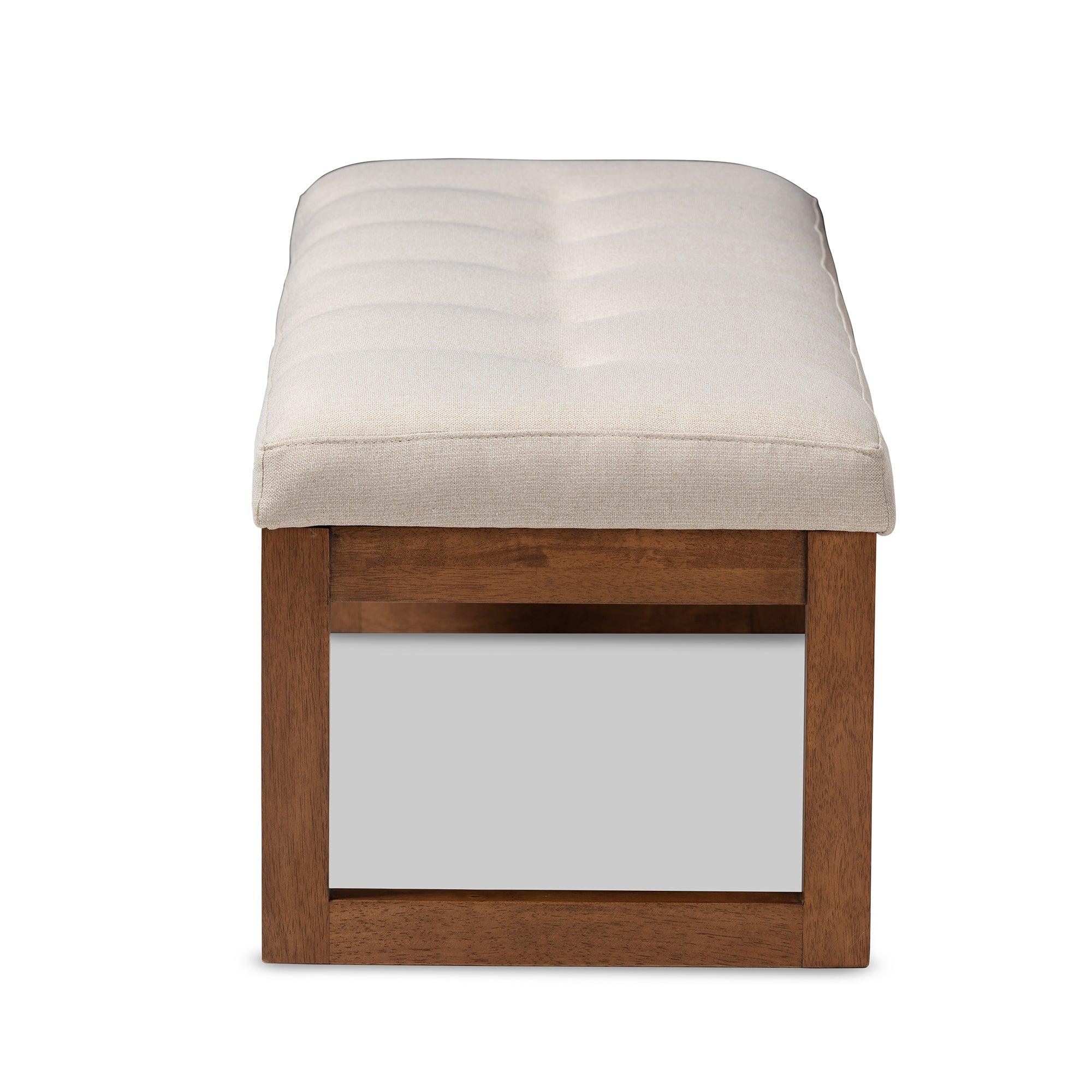 Caramay Modern and Contemporary Light Fabric Upholstered Finished Wood Bench