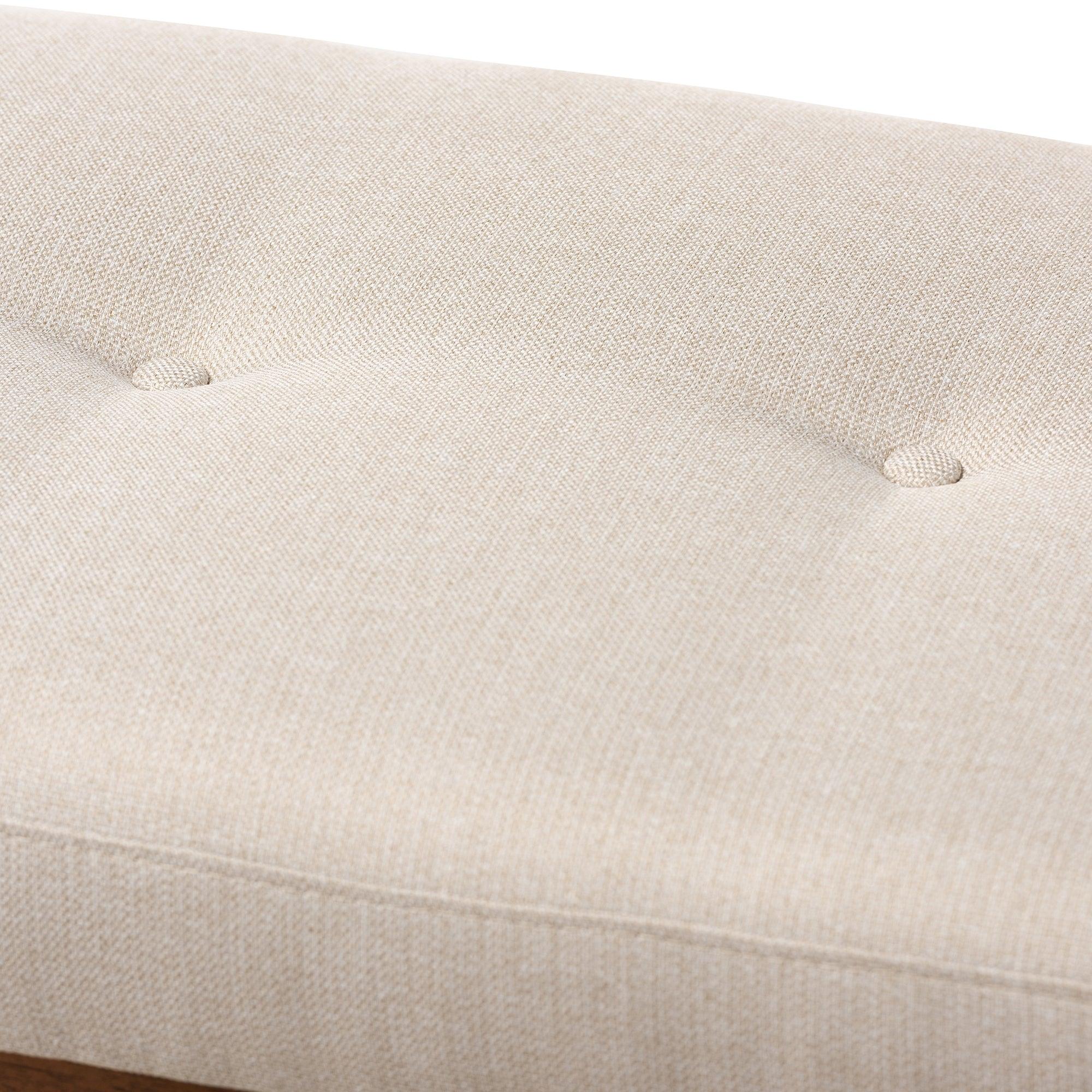 Caramay Modern and Contemporary Light Fabric Upholstered Finished Wood Bench