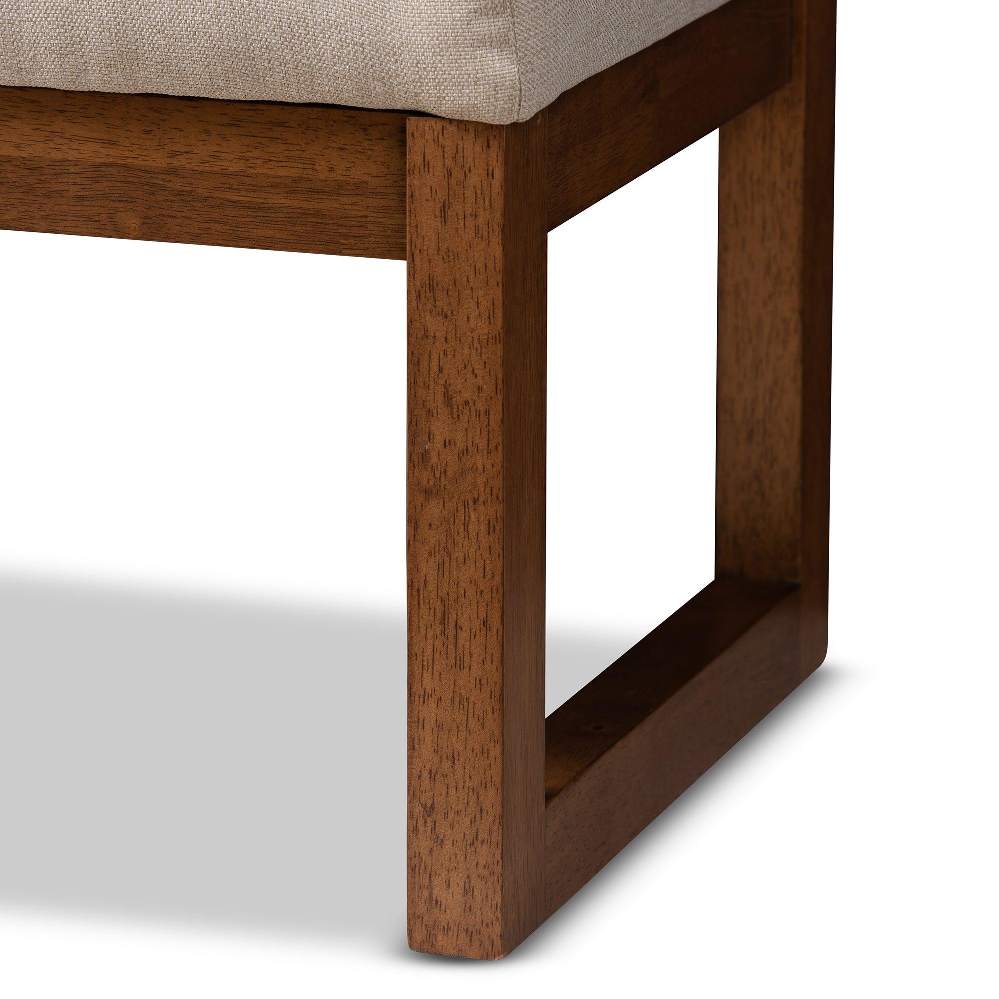 Caramay Modern and Contemporary Light Fabric Upholstered Finished Wood Bench