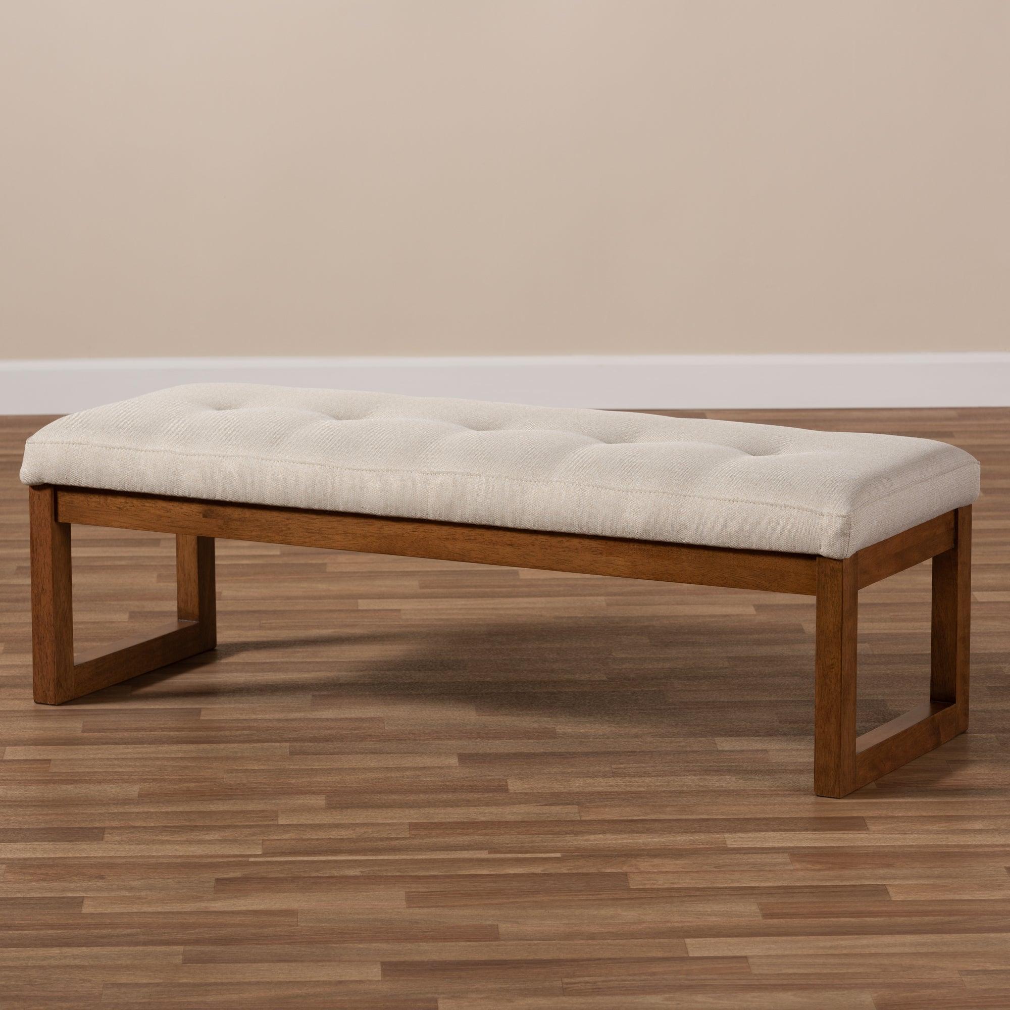 Caramay Modern and Contemporary Light Fabric Upholstered Finished Wood Bench