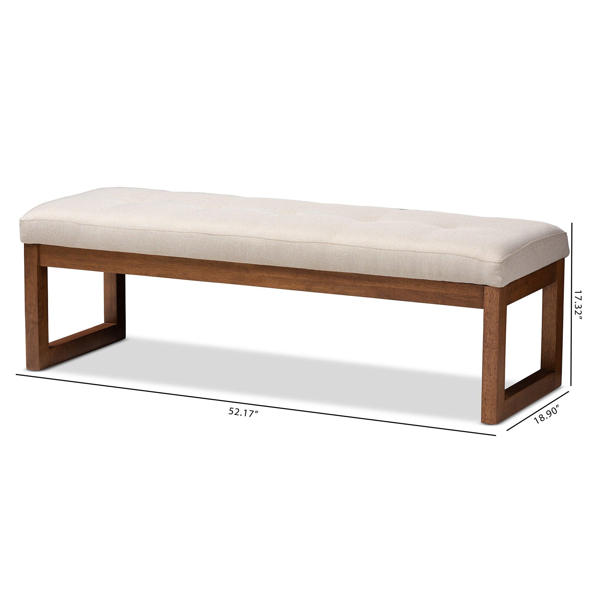 Caramay Modern and Contemporary Light Fabric Upholstered Finished Wood Bench