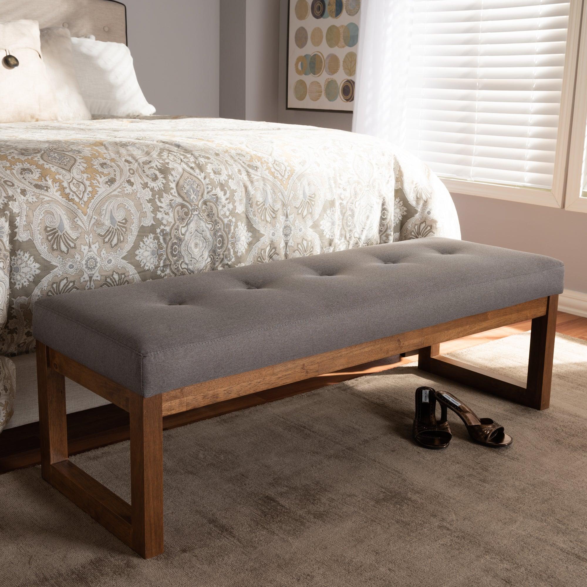 Caramay Modern and Contemporary Fabric Upholstered Finished Wood Bench