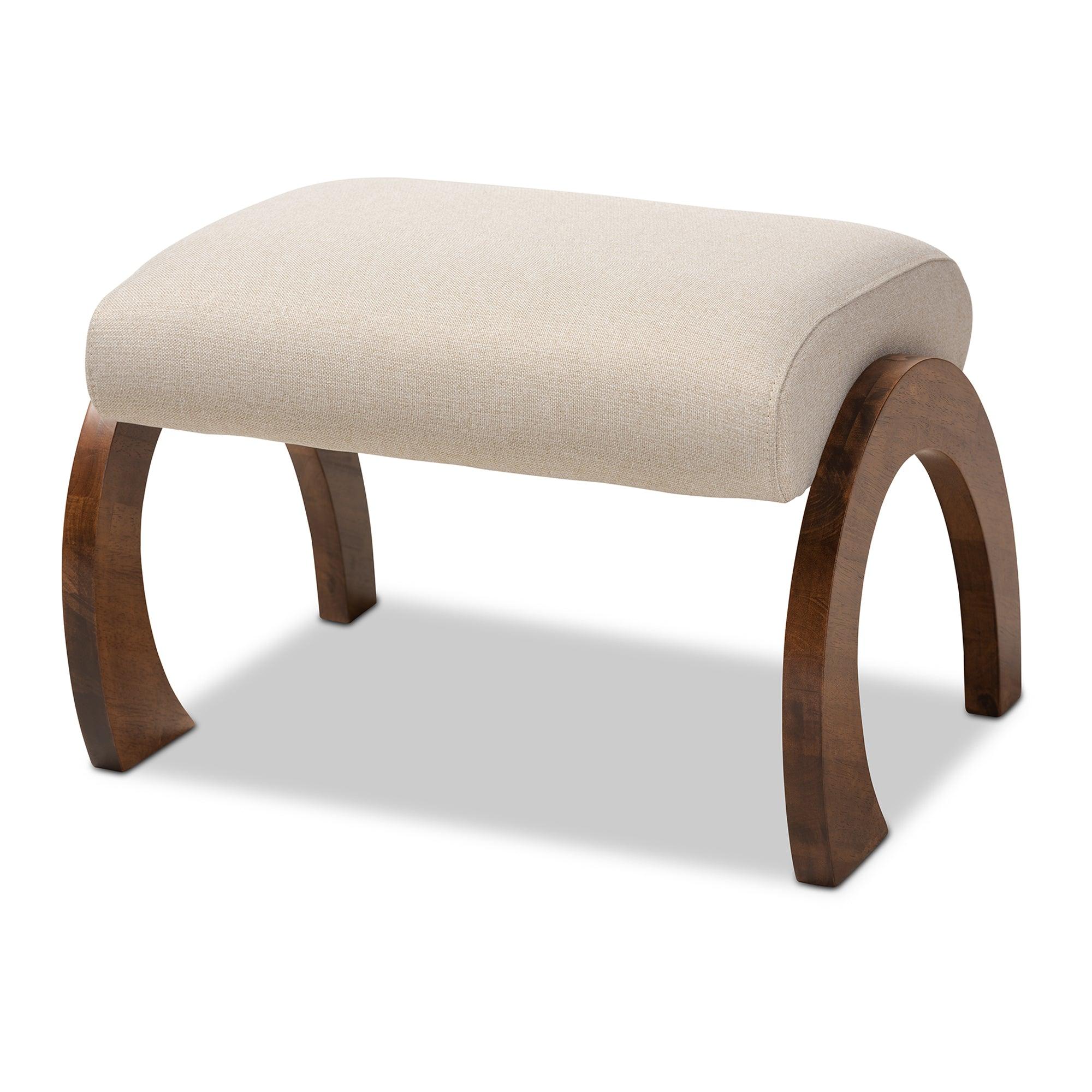 Sandrine Modern and Contemporary Light Fabric Upholstered Finished Wood Ottoman