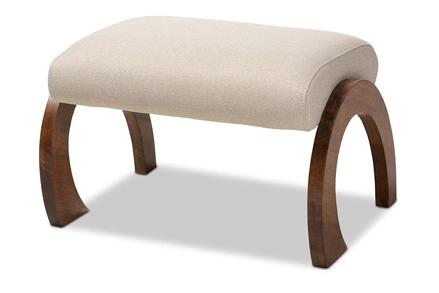 Sandrine Modern and Contemporary Light Fabric Upholstered Finished Wood Ottoman