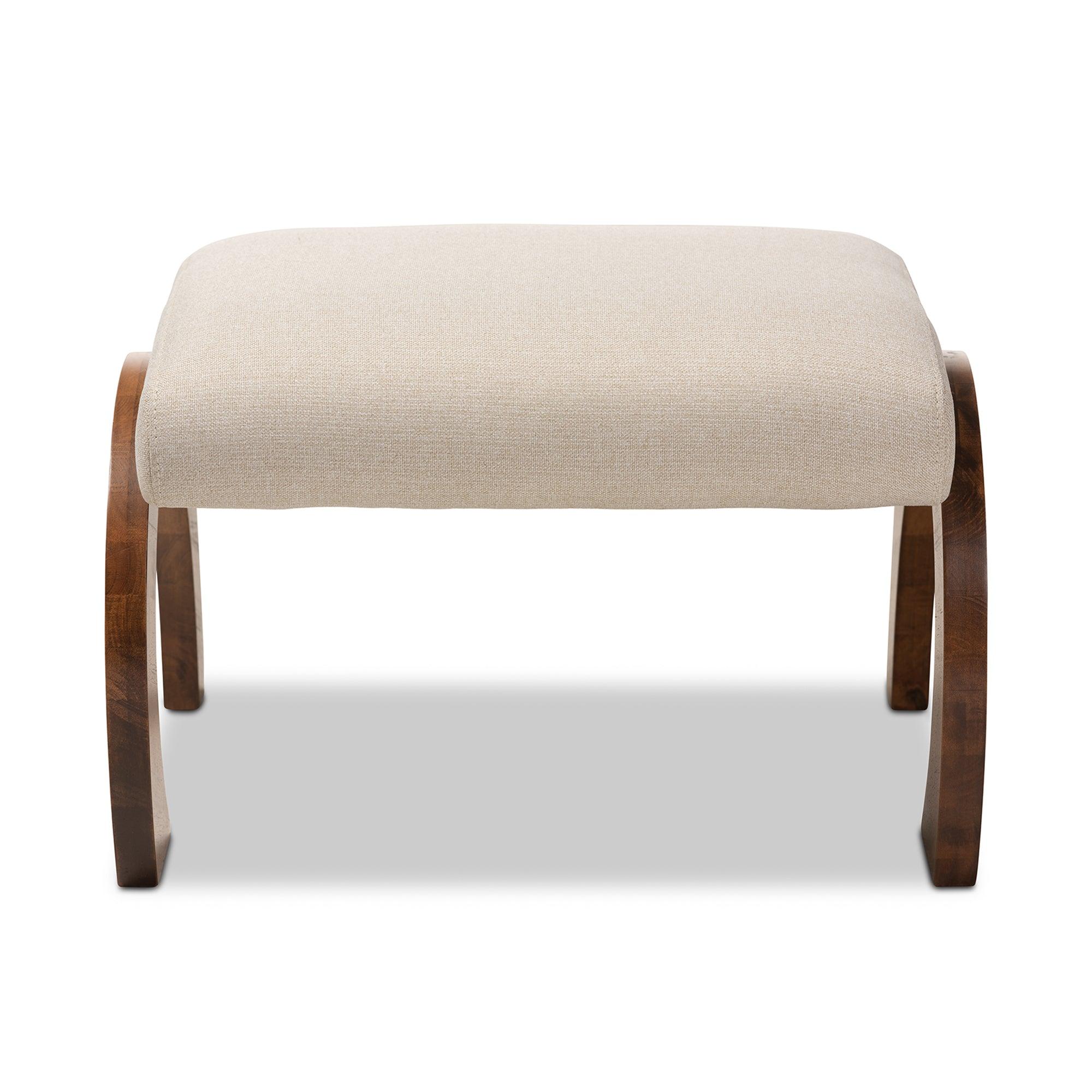 Sandrine Modern and Contemporary Light Fabric Upholstered Finished Wood Ottoman