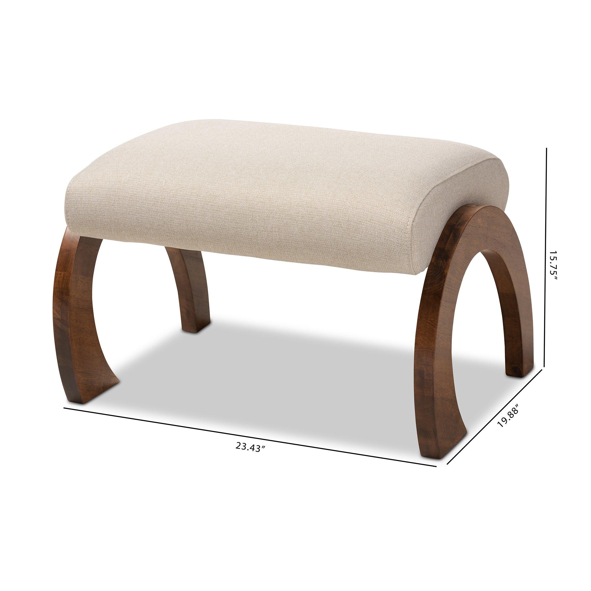 Sandrine Modern and Contemporary Light Fabric Upholstered Finished Wood Ottoman