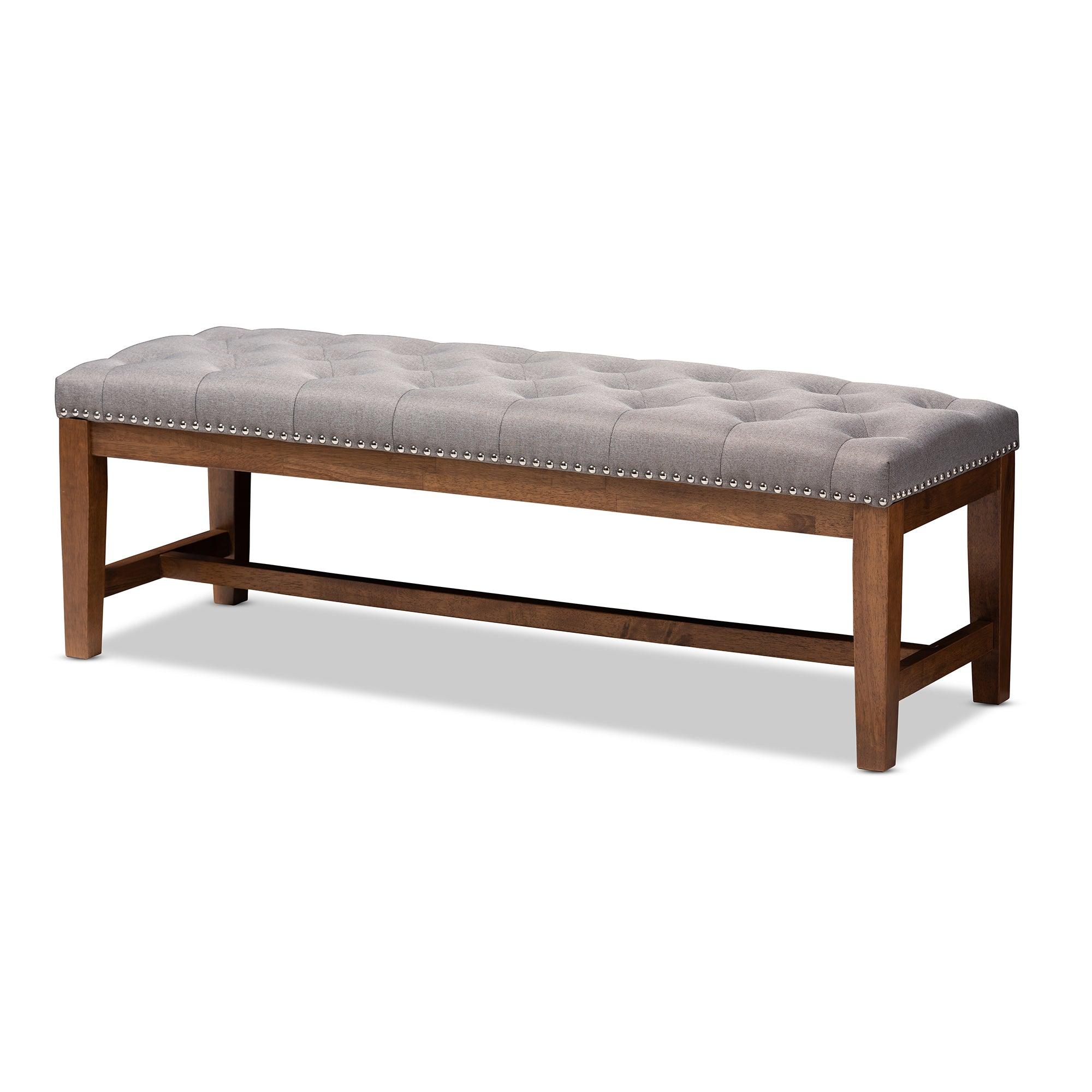 Ainsley Modern and Contemporary Fabric Upholstered Finished Solid Rubberwood Bench