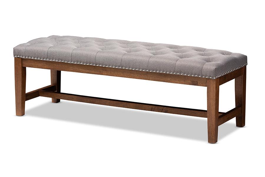 Ainsley Modern and Contemporary Fabric Upholstered Finished Solid Rubberwood Bench