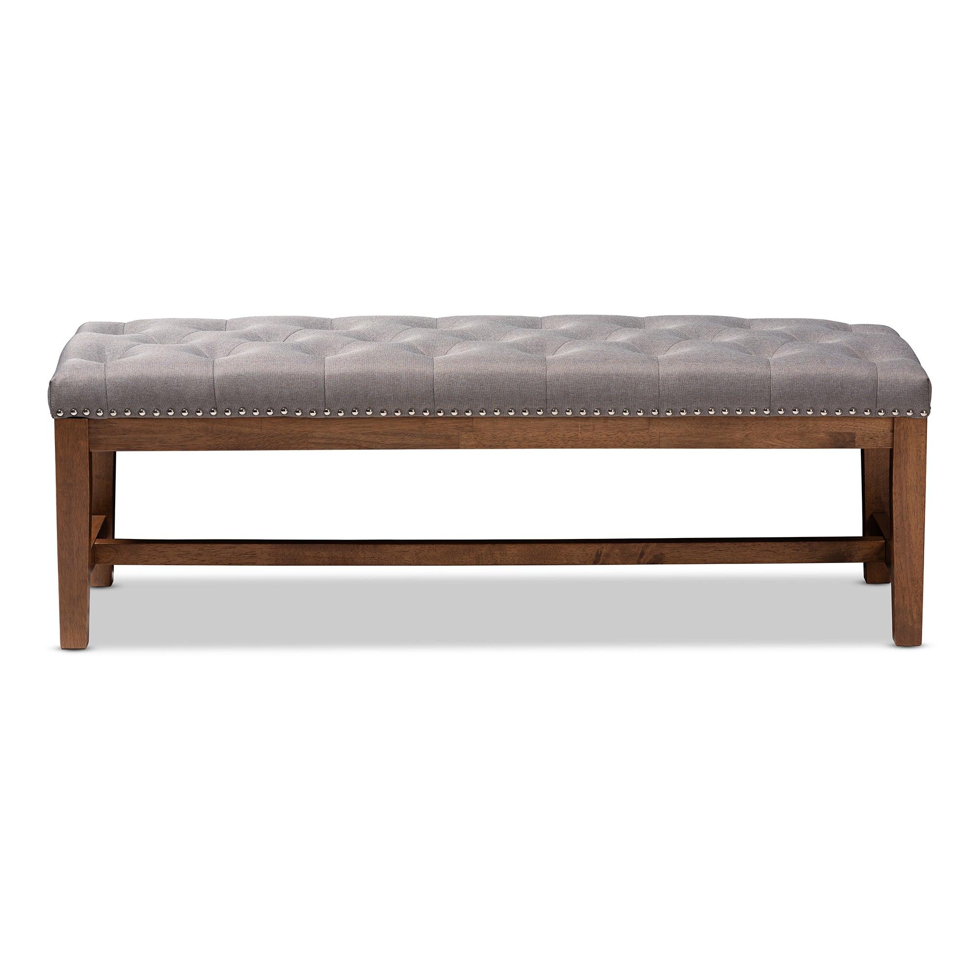 Ainsley Modern and Contemporary Fabric Upholstered Finished Solid Rubberwood Bench