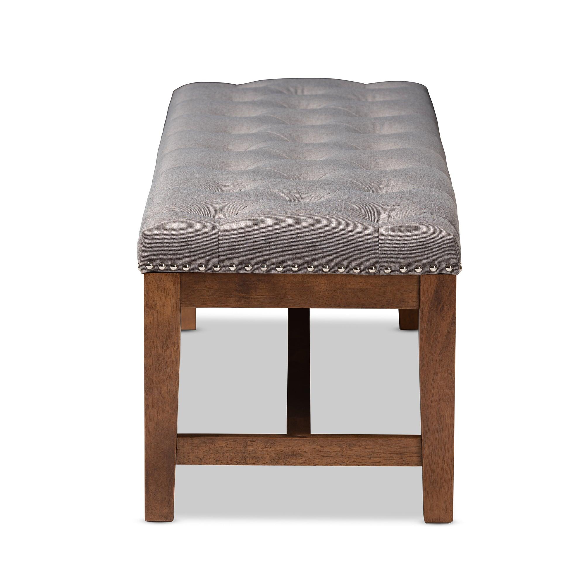 Ainsley Modern and Contemporary Fabric Upholstered Finished Solid Rubberwood Bench