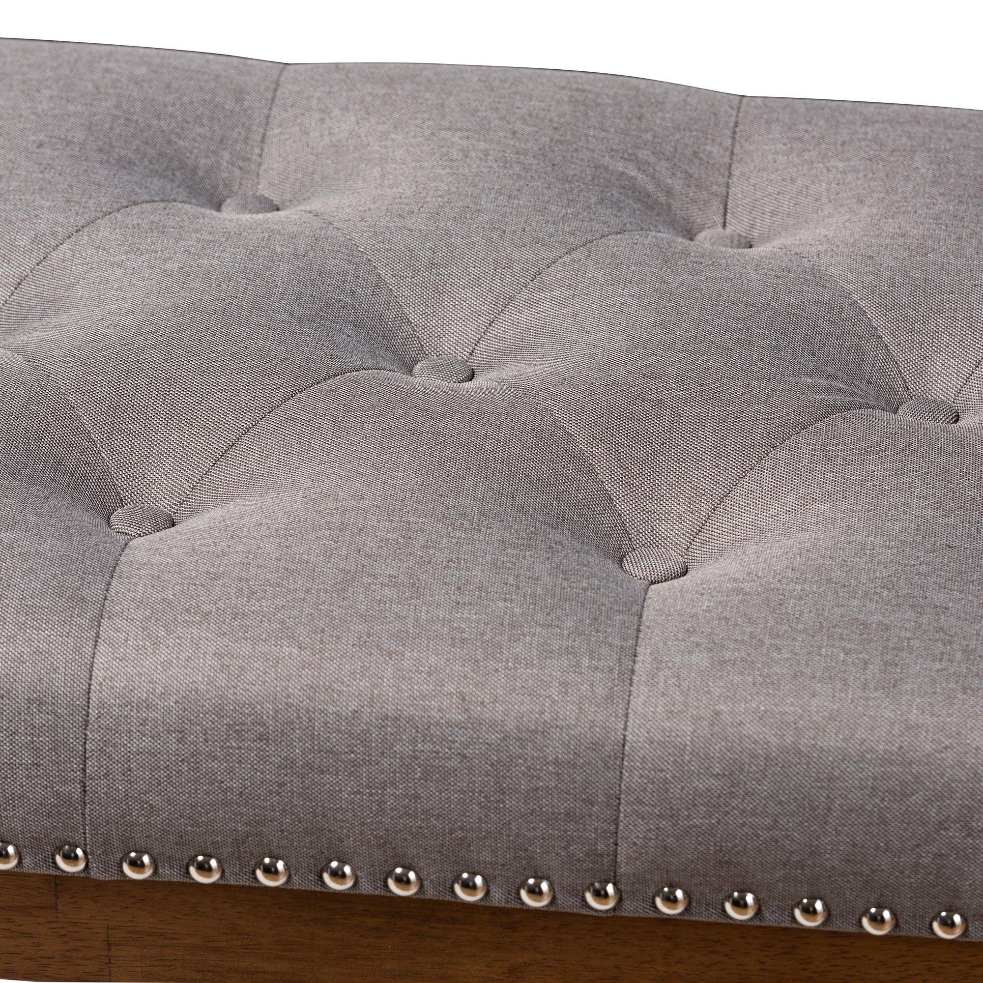 Ainsley Modern and Contemporary Fabric Upholstered Finished Solid Rubberwood Bench