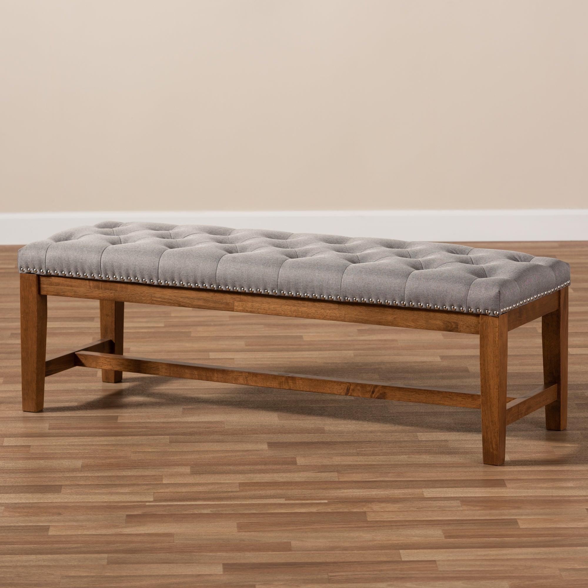 Ainsley Modern and Contemporary Fabric Upholstered Finished Solid Rubberwood Bench