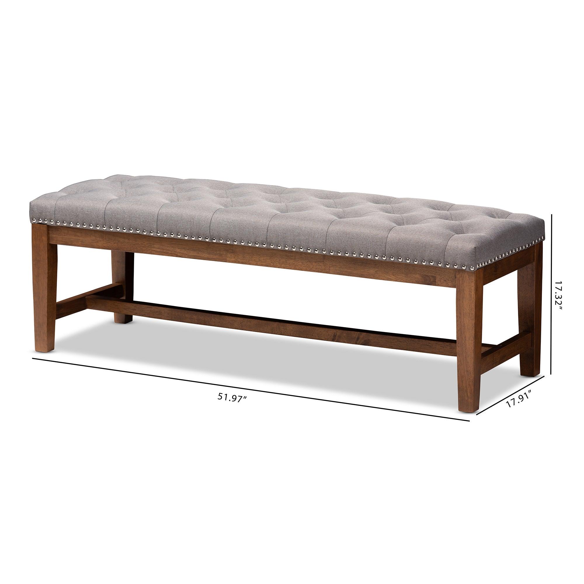 Ainsley Modern and Contemporary Fabric Upholstered Finished Solid Rubberwood Bench