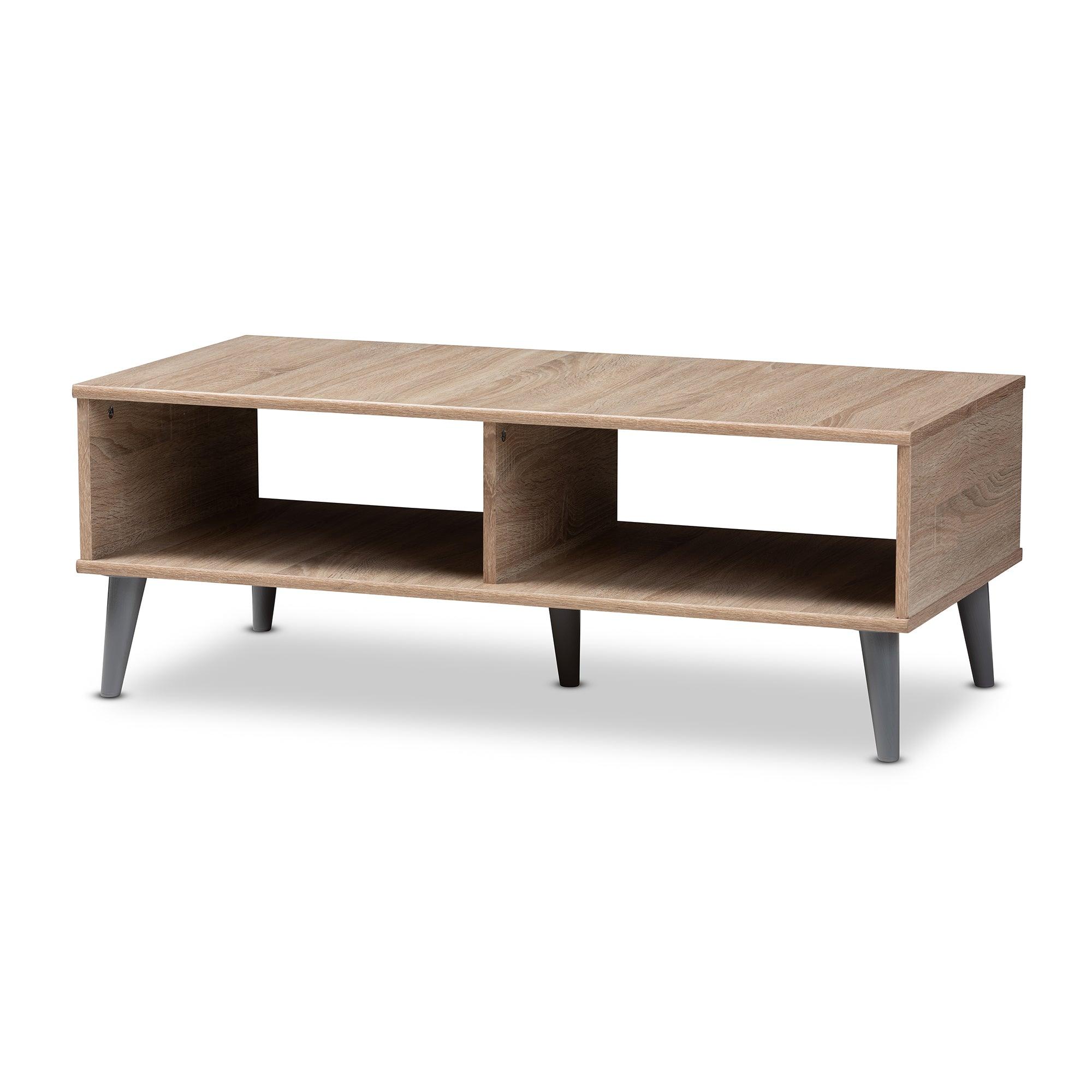 Pierre Mid-Century Modern and Light Finished Wood Coffee Table