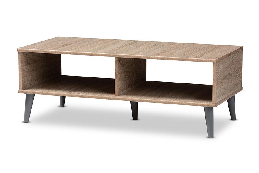 Pierre Mid-Century Modern and Light Finished Wood Coffee Table