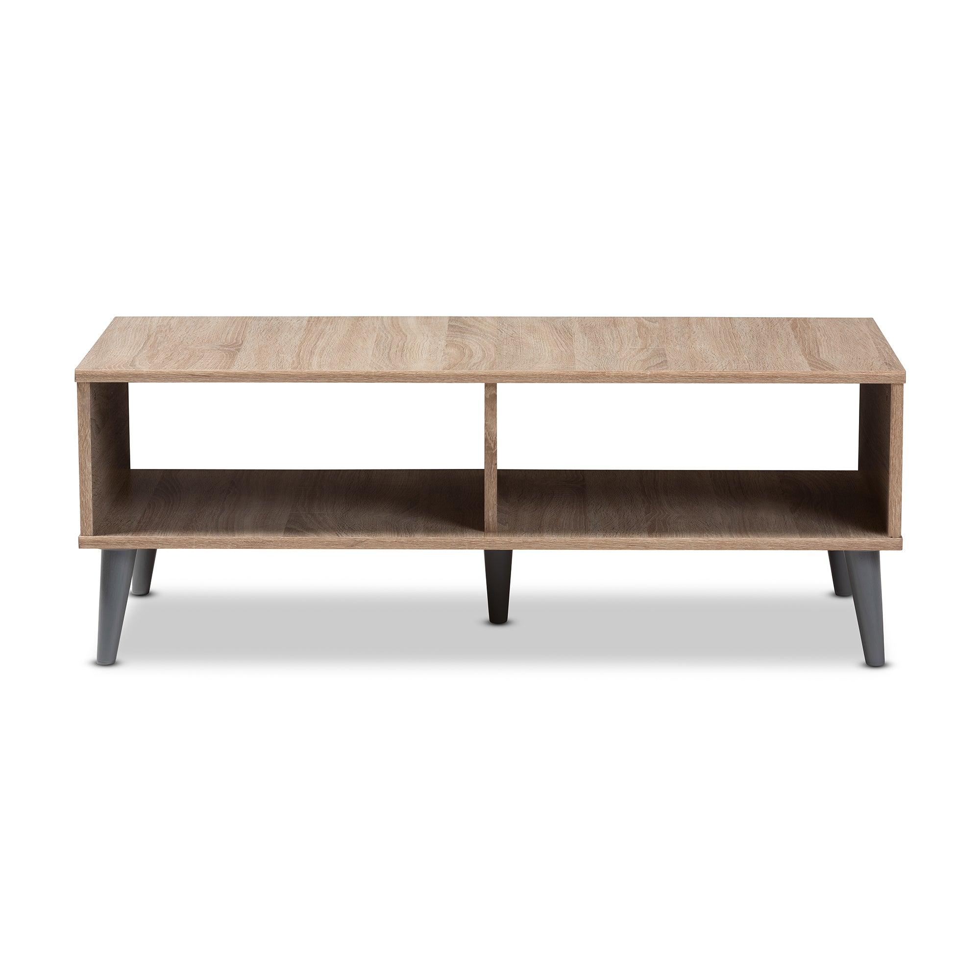 Pierre Mid-Century Modern and Light Finished Wood Coffee Table