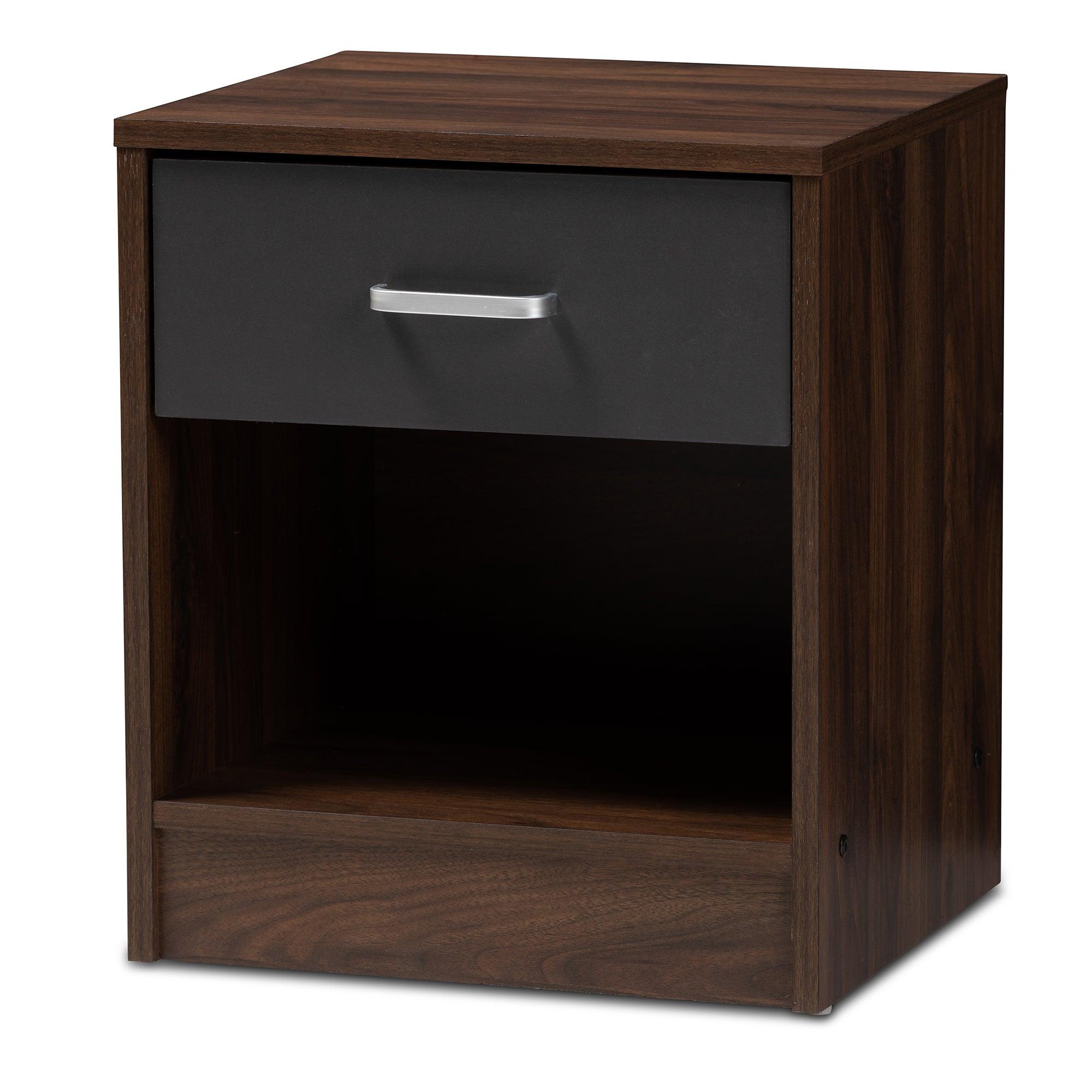 Hansel Modern and Contemporary 1-Drawer and Dark Finished Nightstand