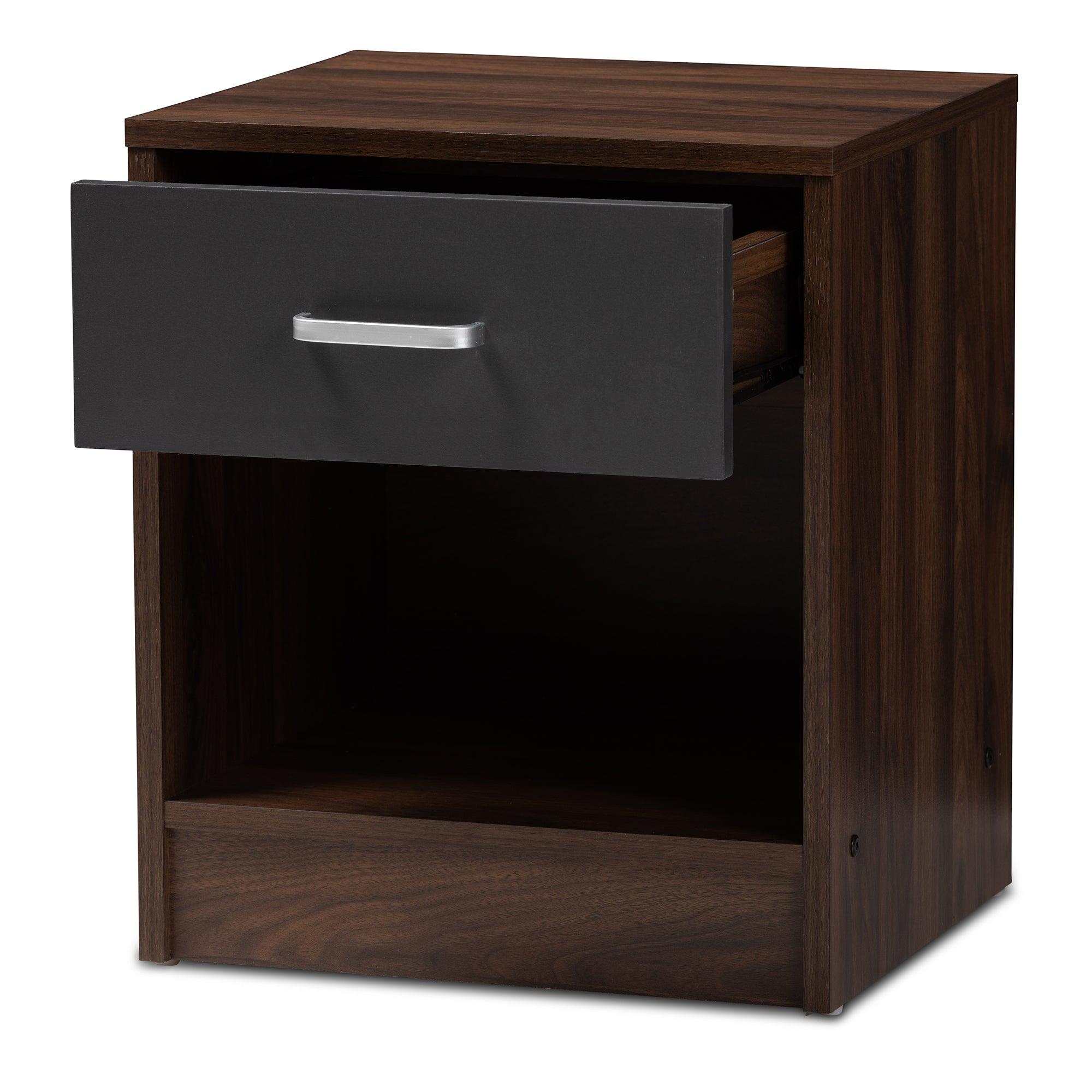 Hansel Modern and Contemporary 1-Drawer and Dark Finished Nightstand