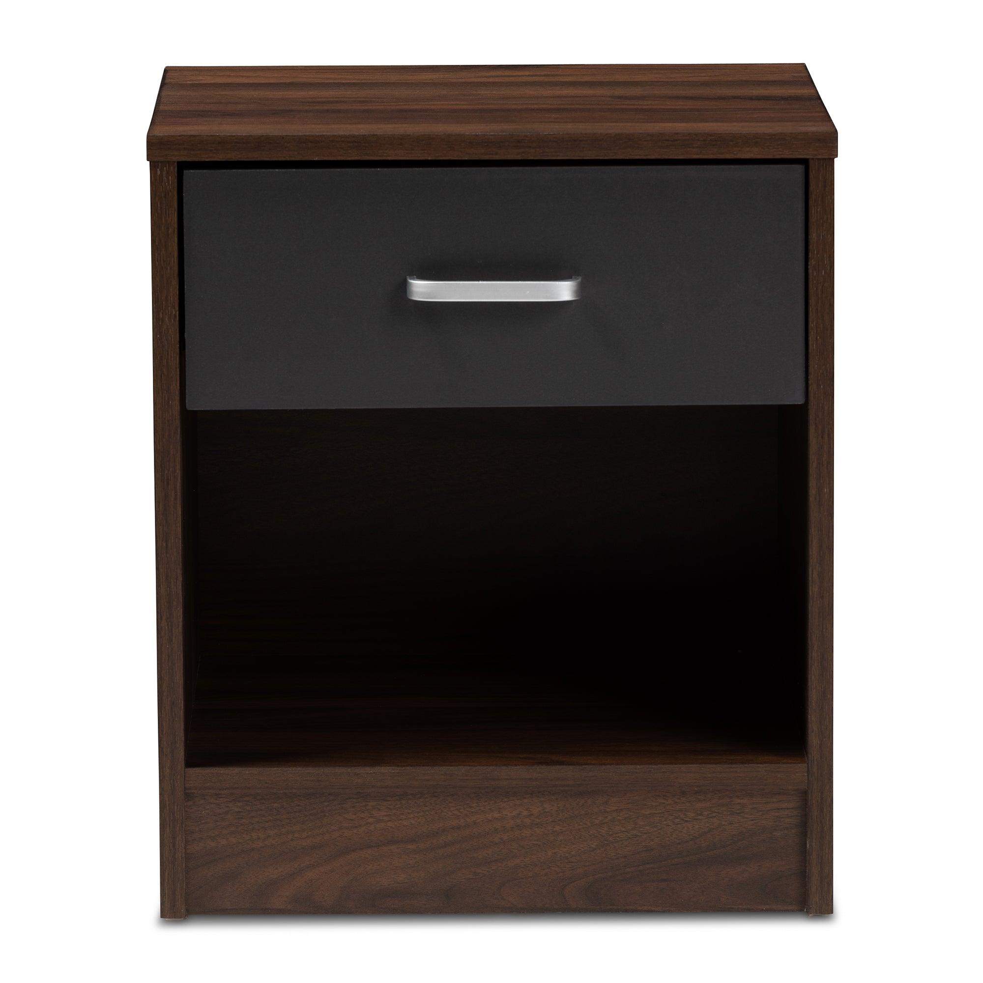 Hansel Modern and Contemporary 1-Drawer and Dark Finished Nightstand