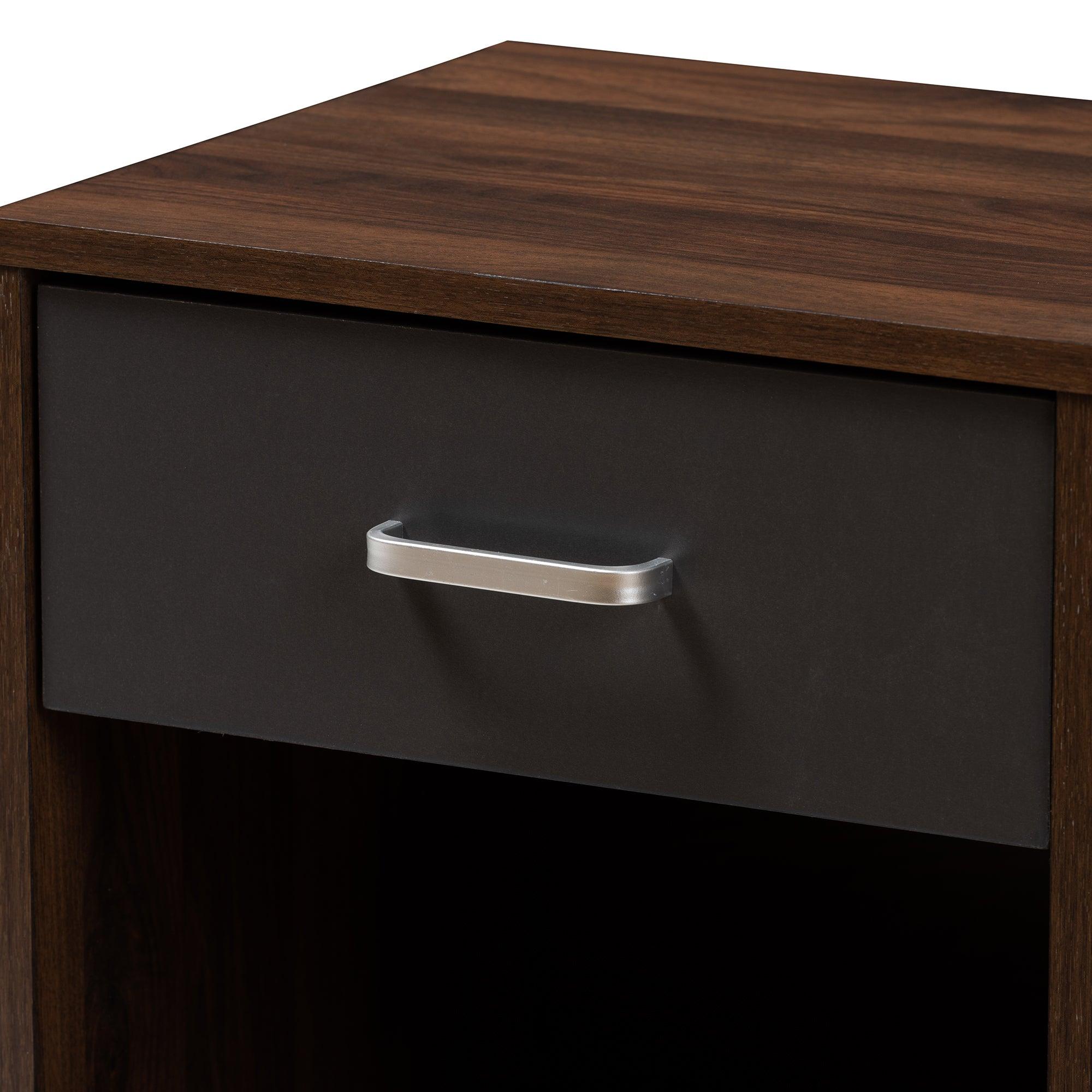 Hansel Modern and Contemporary 1-Drawer and Dark Finished Nightstand