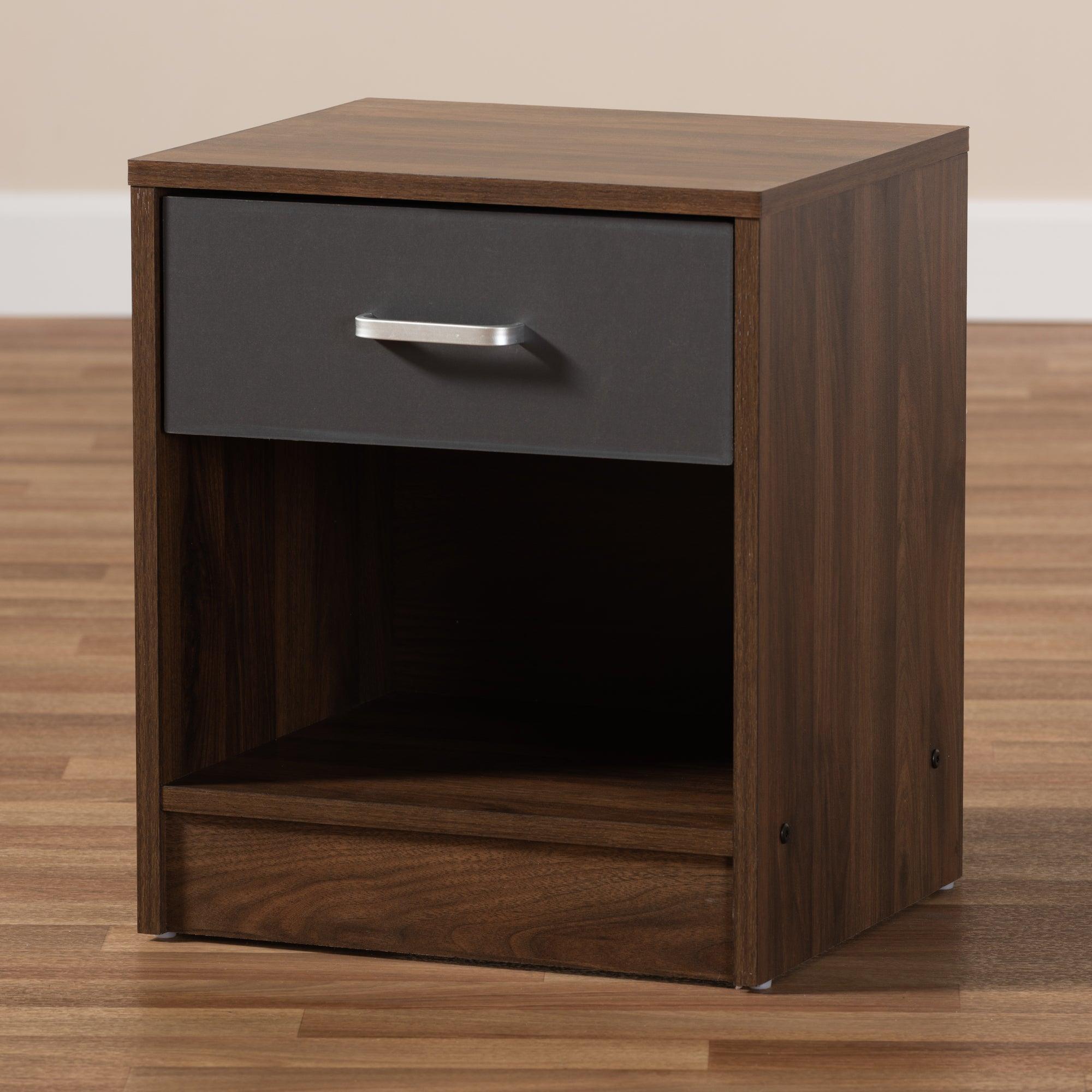 Hansel Modern and Contemporary 1-Drawer and Dark Finished Nightstand