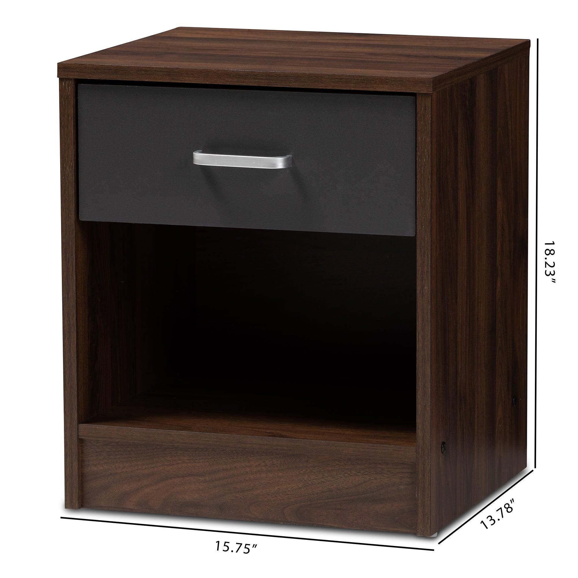 Hansel Modern and Contemporary 1-Drawer and Dark Finished Nightstand