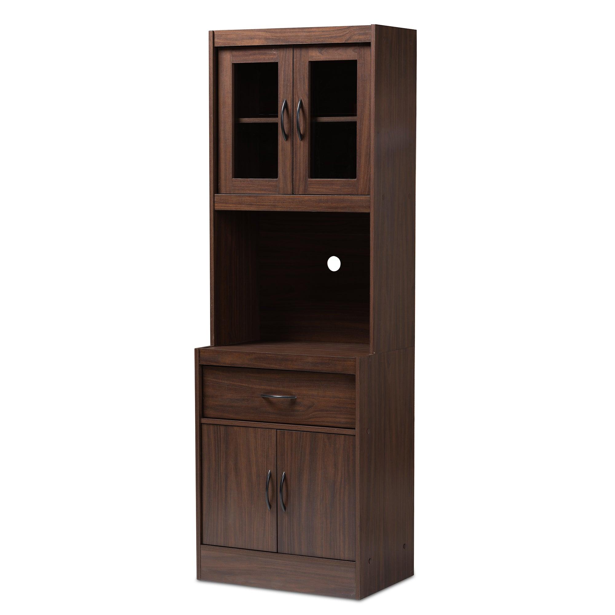 Laurana Modern and Contemporary Dark Finished Kitchen Cabinet and Hutch