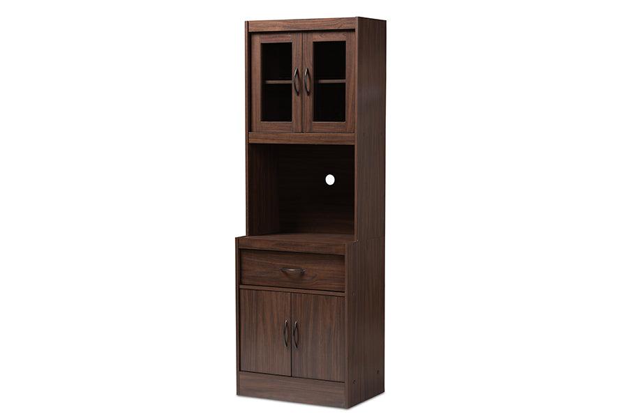 Laurana Modern and Contemporary Dark Finished Kitchen Cabinet and Hutch