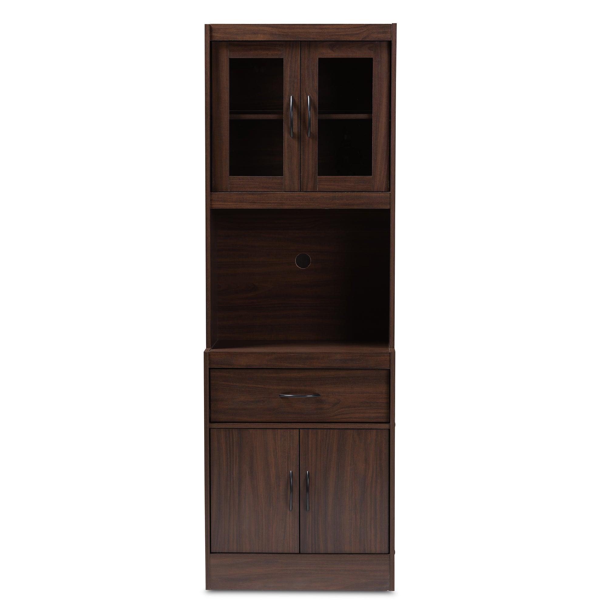 Laurana Modern and Contemporary Dark Finished Kitchen Cabinet and Hutch