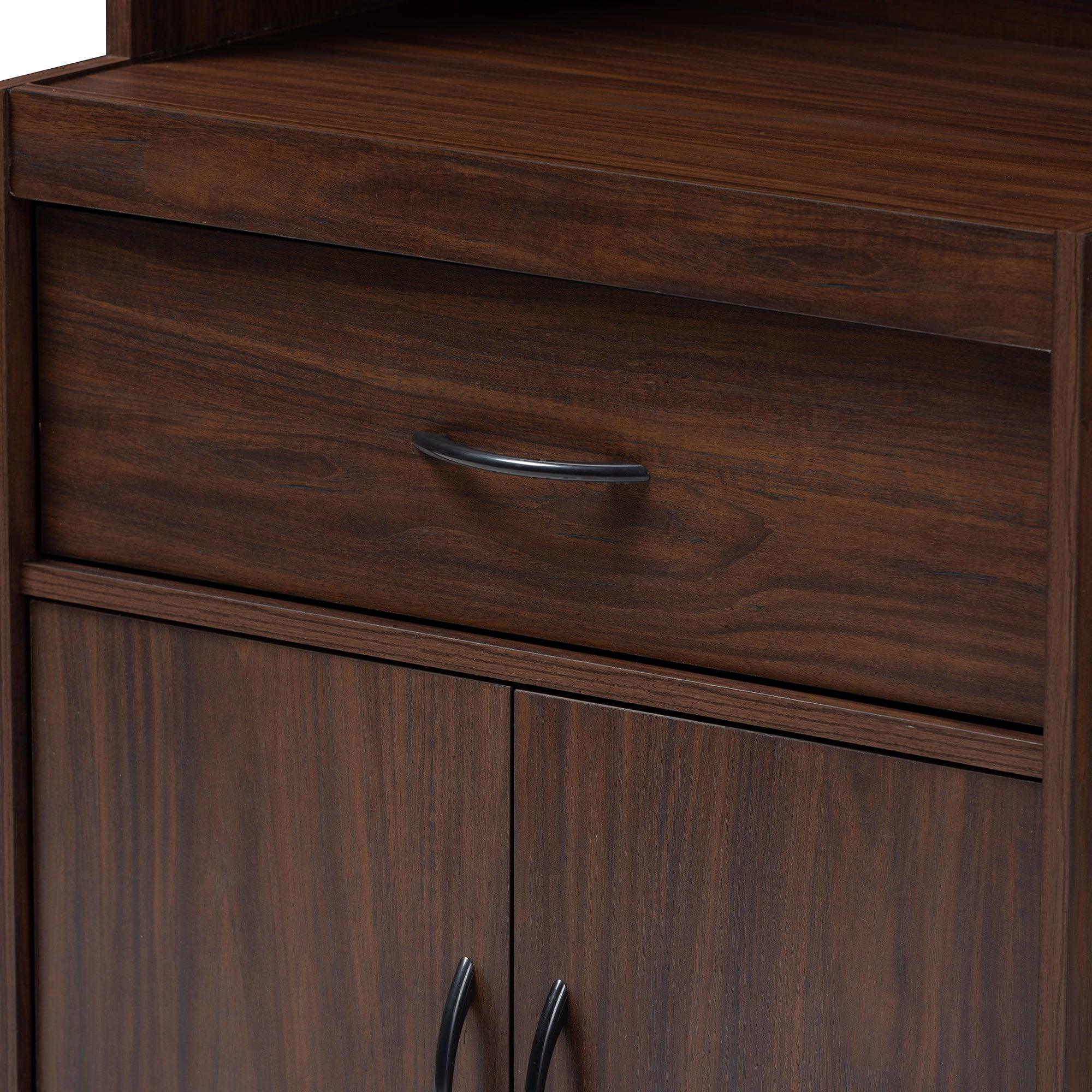 Laurana Modern and Contemporary Dark Finished Kitchen Cabinet and Hutch